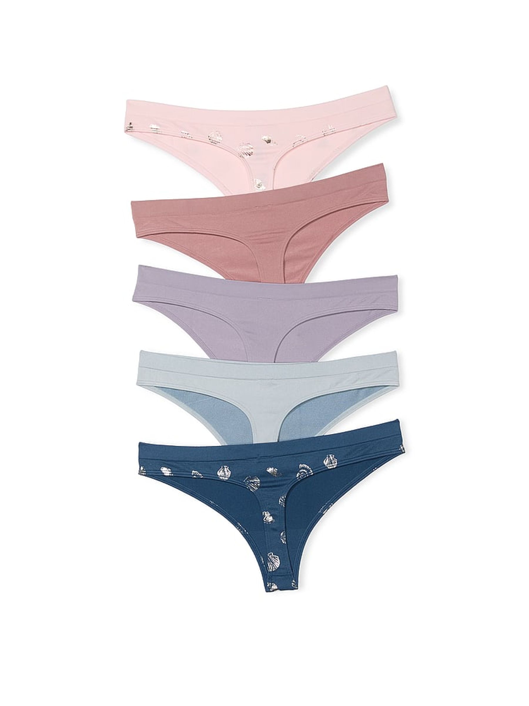 Pink/Purple/Blue Thong 5 Pack Knickers - Image 2 of 2
