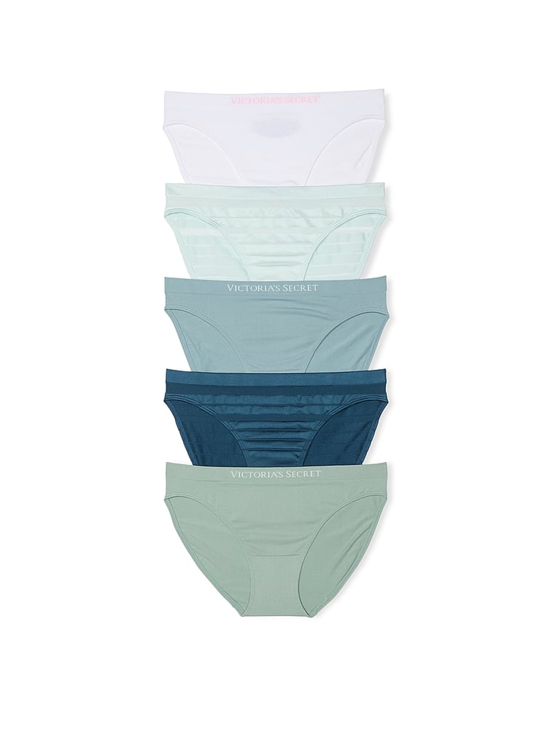 White/Green/Blue Bikini 5 Pack Knickers - Image 1 of 4