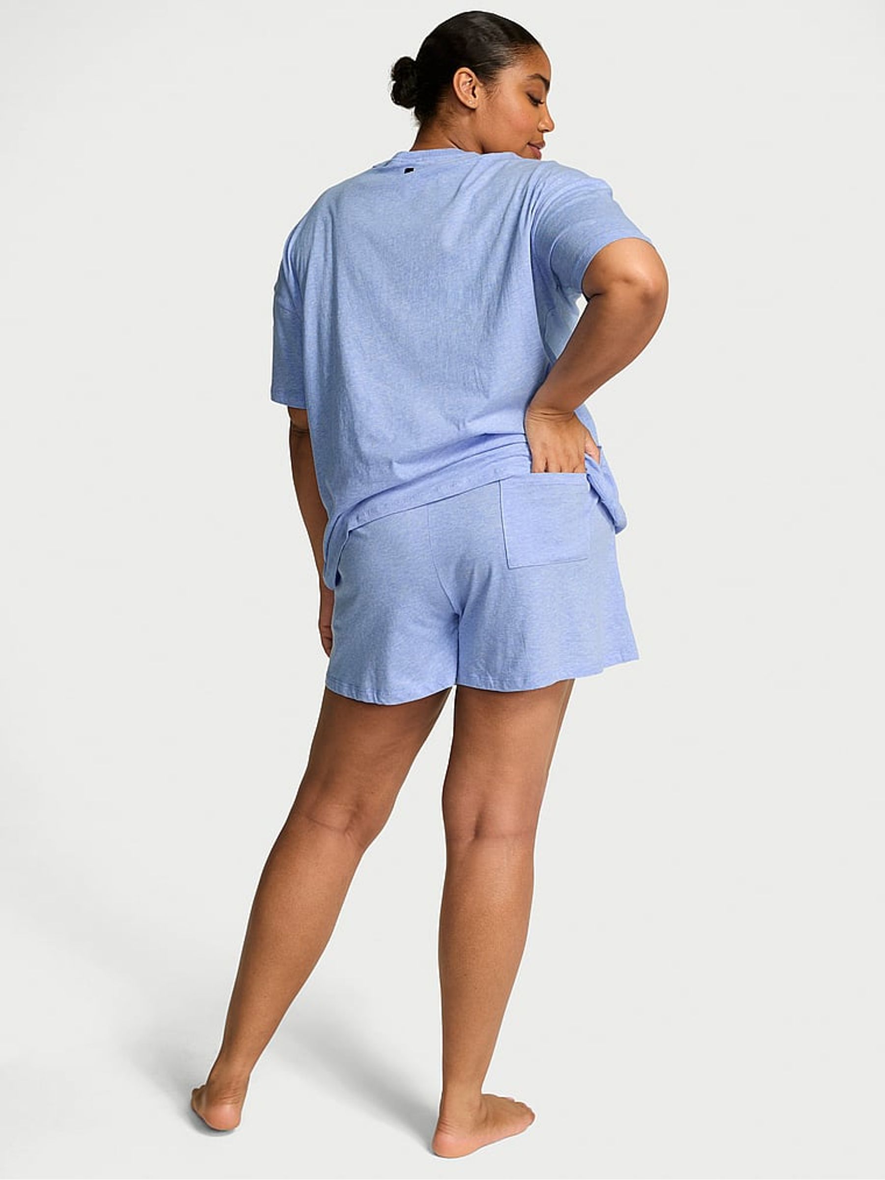Heather Cornflower Blue Short Cotton Pyjama Set - Image 2 of 2