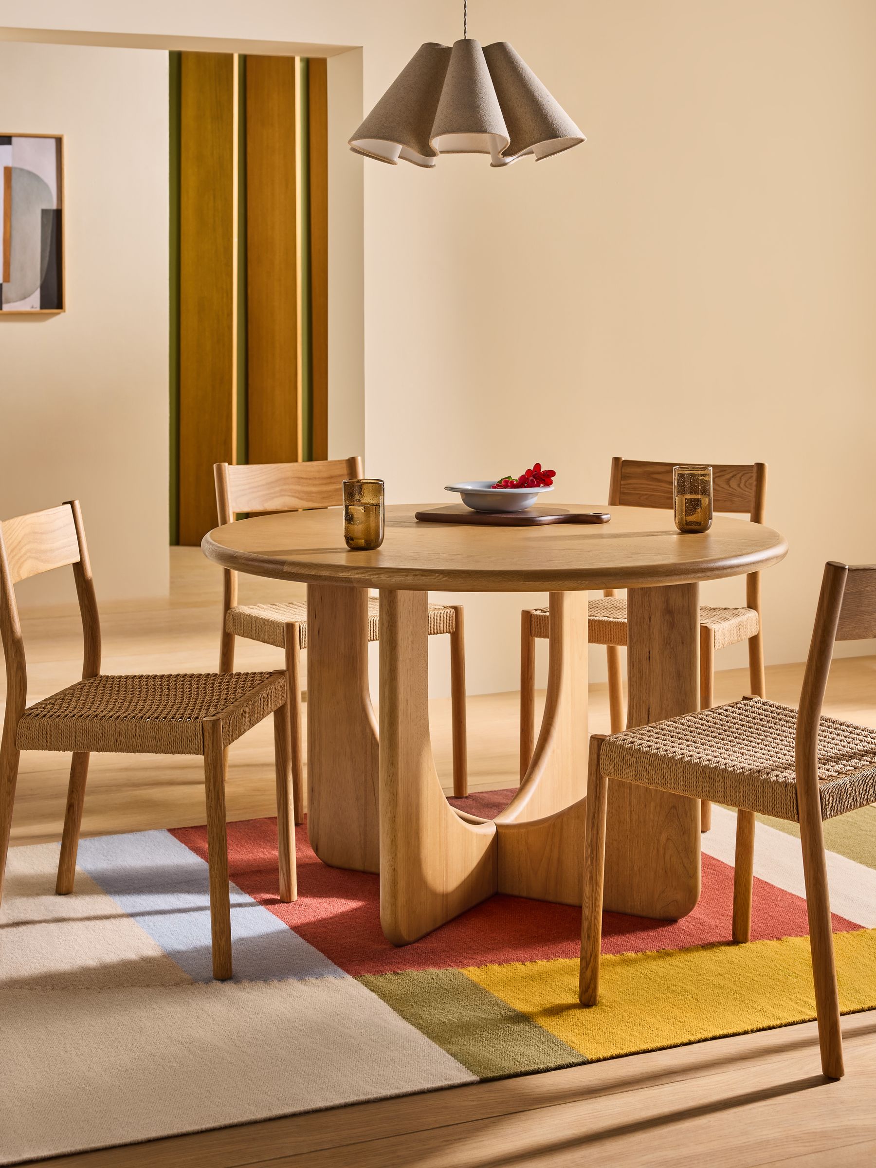 Arlo 4 Seater Round Dining Table in Oak - Image 1 of 4 Arlo 4 Seater Round Dining Table in Oak - Image 1 of 4