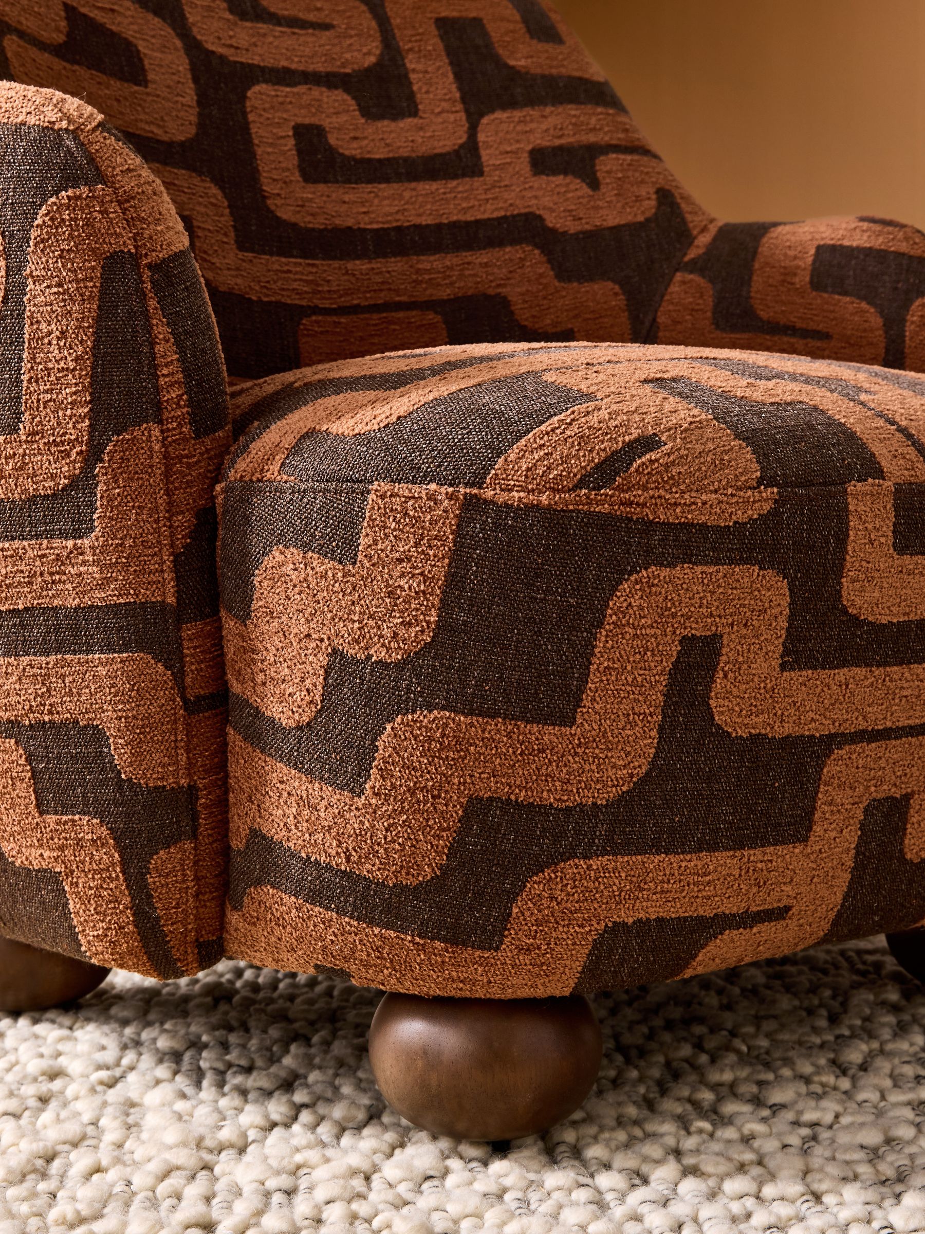 Ellio Accent Chair in Clyde Abstract Weave Chocolate Brown - Image 2 of 6 Ellio Accent Chair in Clyde Abstract Weave Chocolate Brown - Image 2 of 6