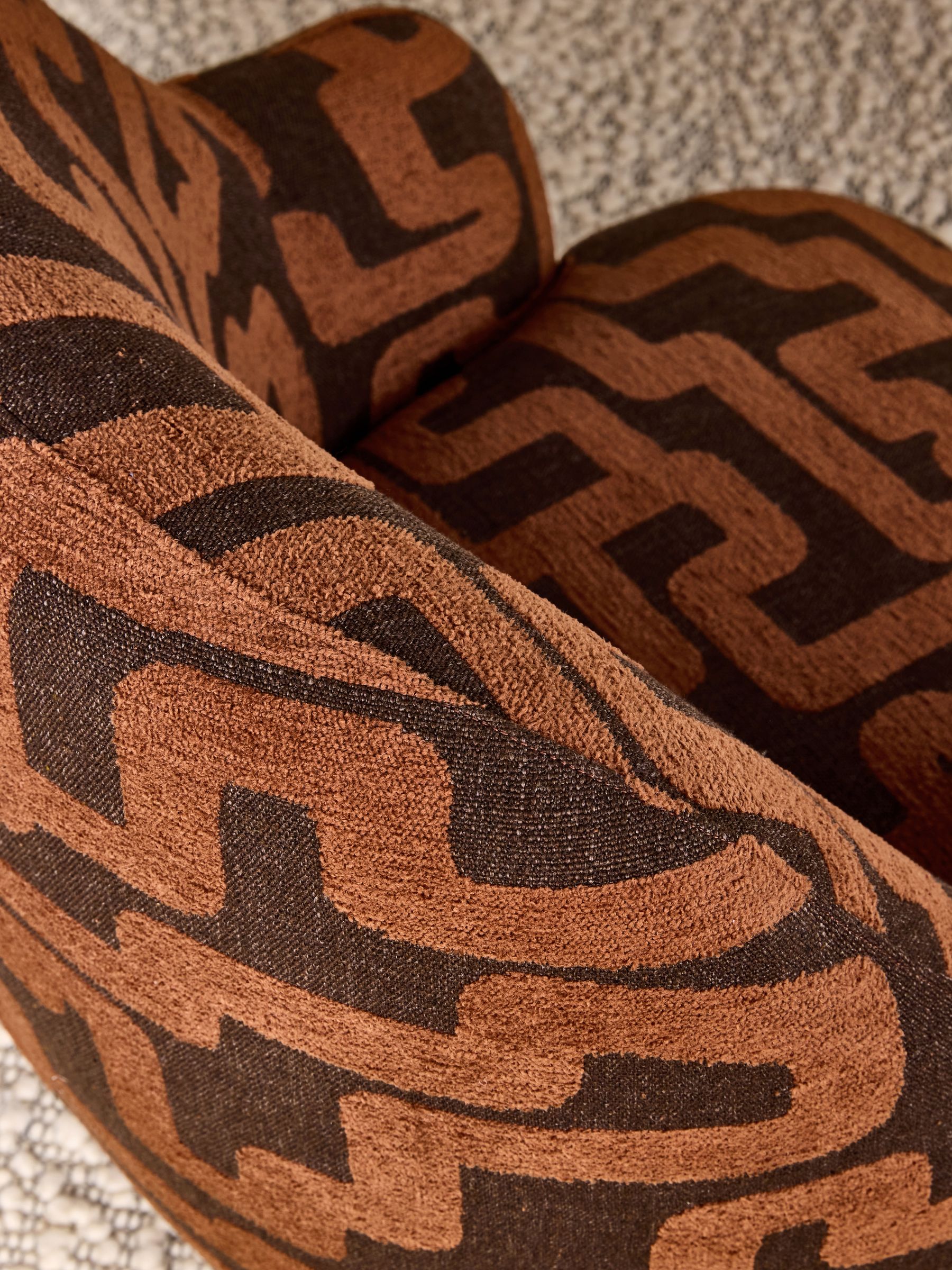 Ellio Accent Chair in Clyde Abstract Weave Chocolate Brown - Image 3 of 6