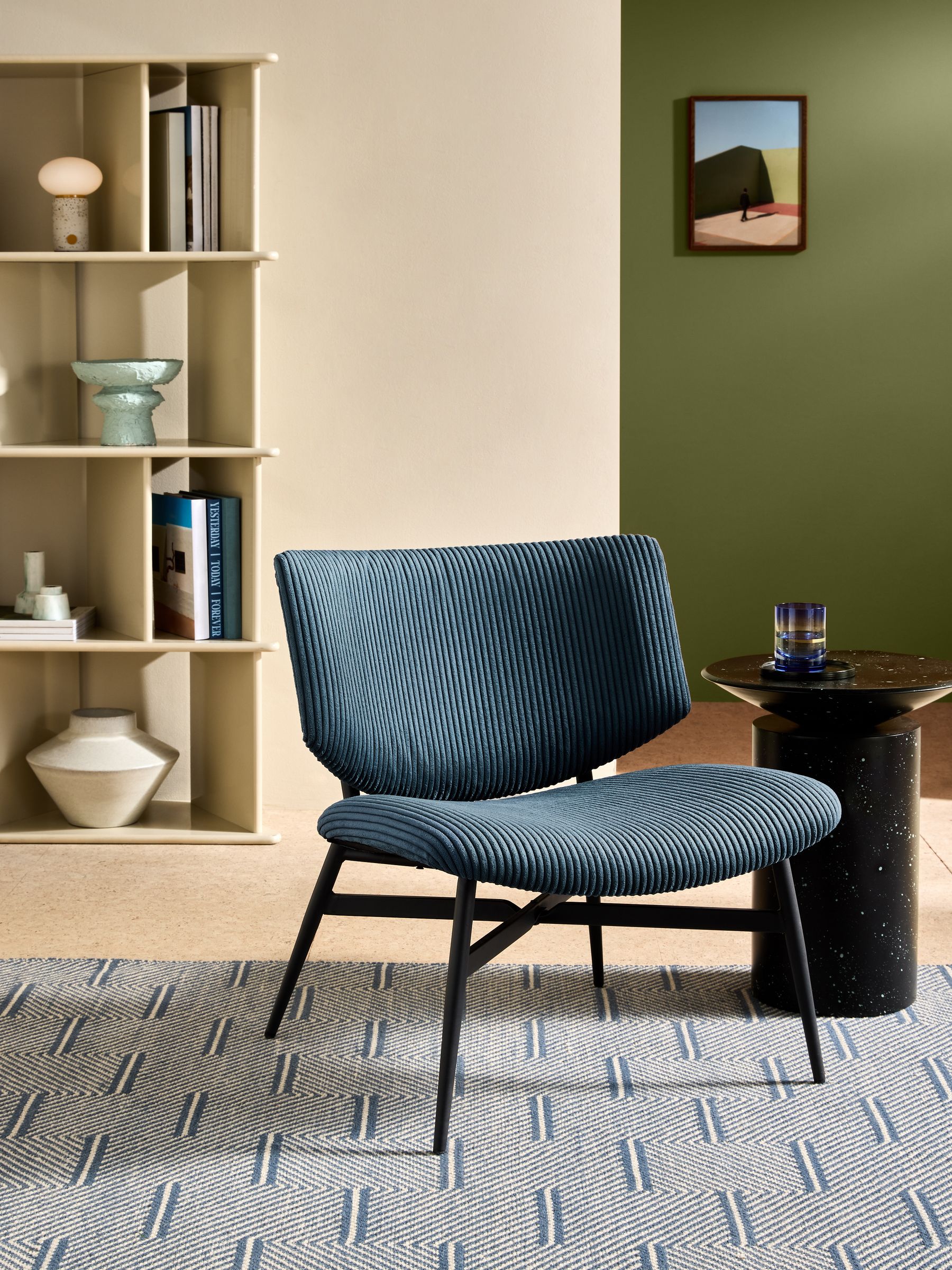Kuta Accent Chair in Steel Blue Cord - Image 1 of 6