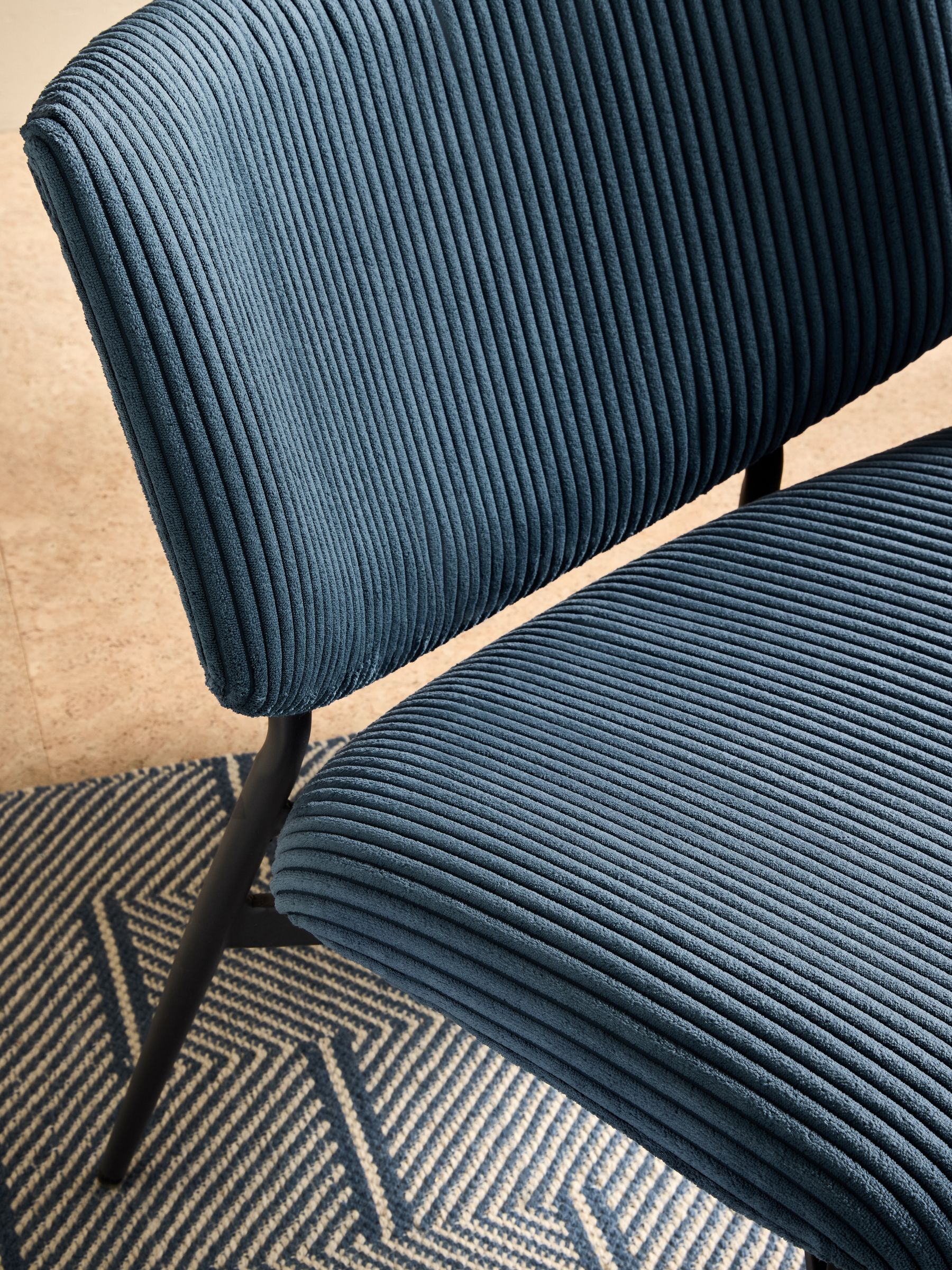 Kuta Accent Chair in Steel Blue Cord - Image 2 of 6