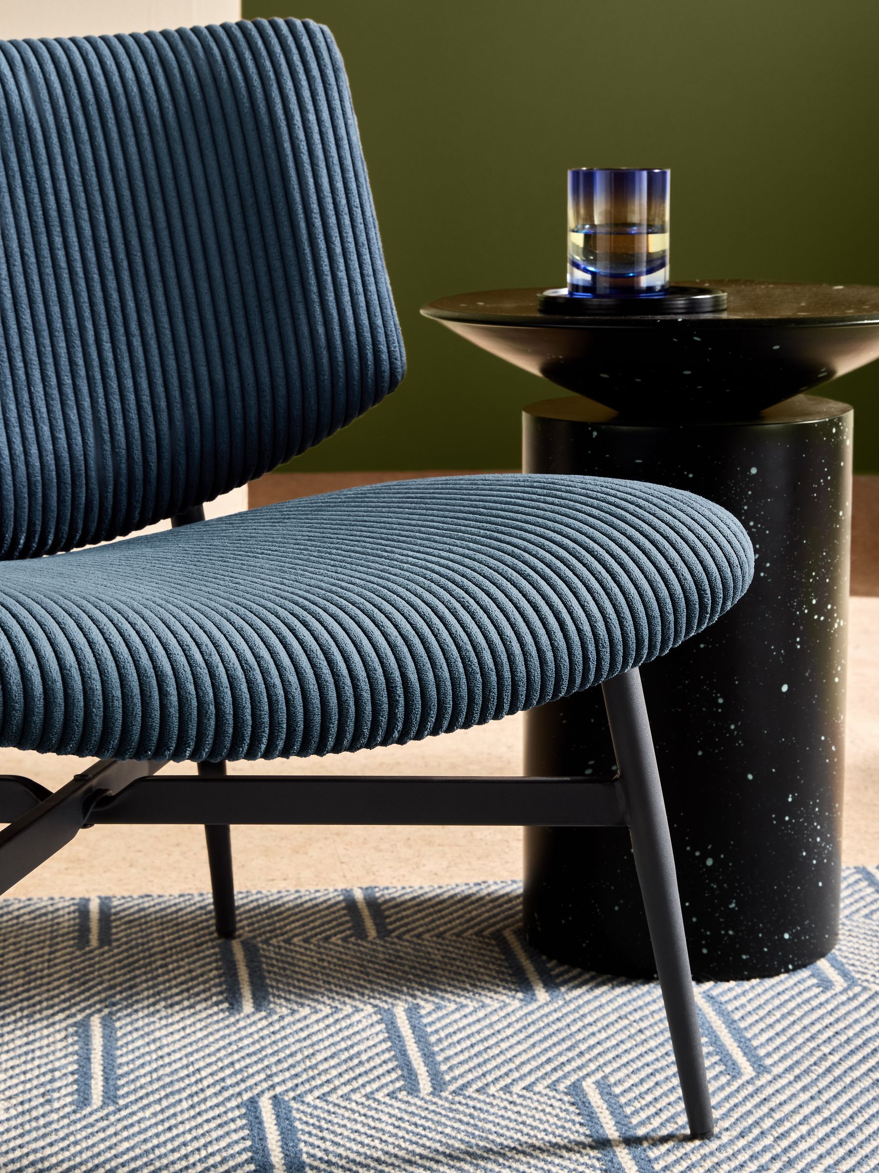 Kuta Accent Chair in Steel Blue Cord - Image 3 of 6