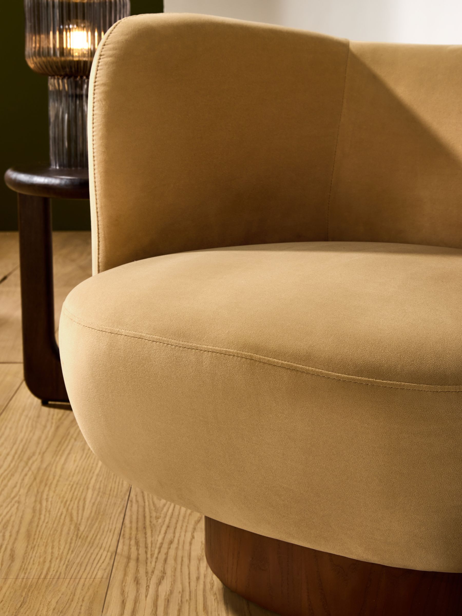 Novara Swivel Accent Chair in Soft Caramel Brown Velvet - Image 3 of 6
