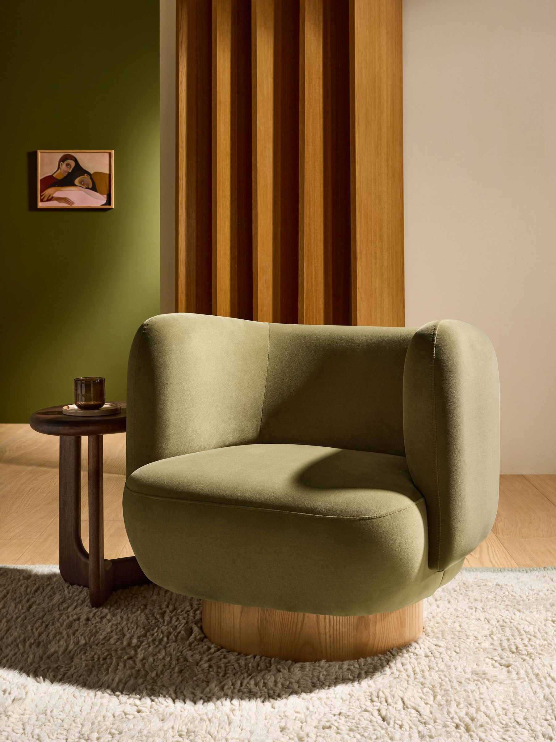 Novara Swivel Accent Chair in Fern Green Velvet - Image 1 of 6