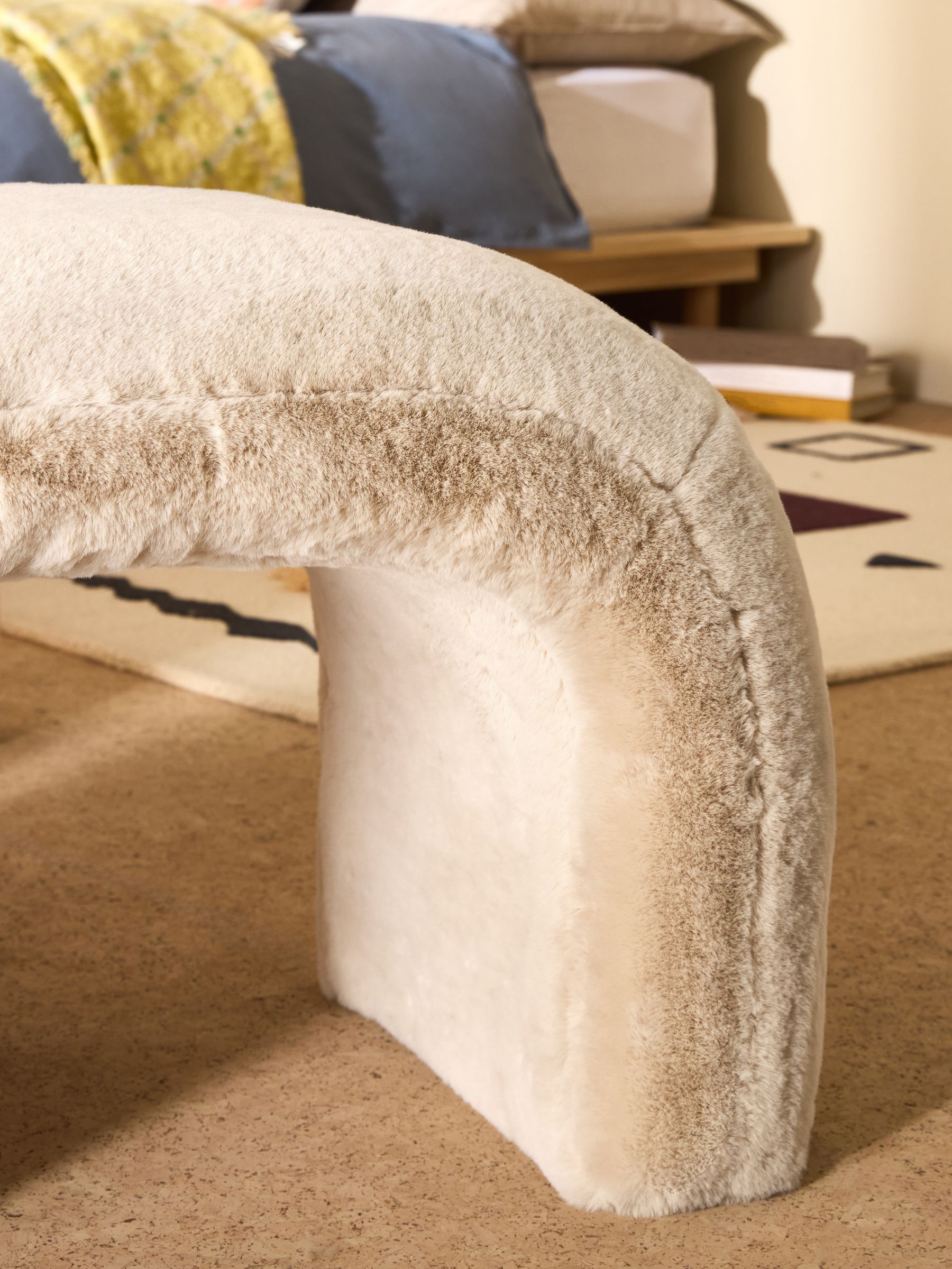 Beryl Stool in Taupe Natural Arctic Faux Fur - Image 2 of 6
