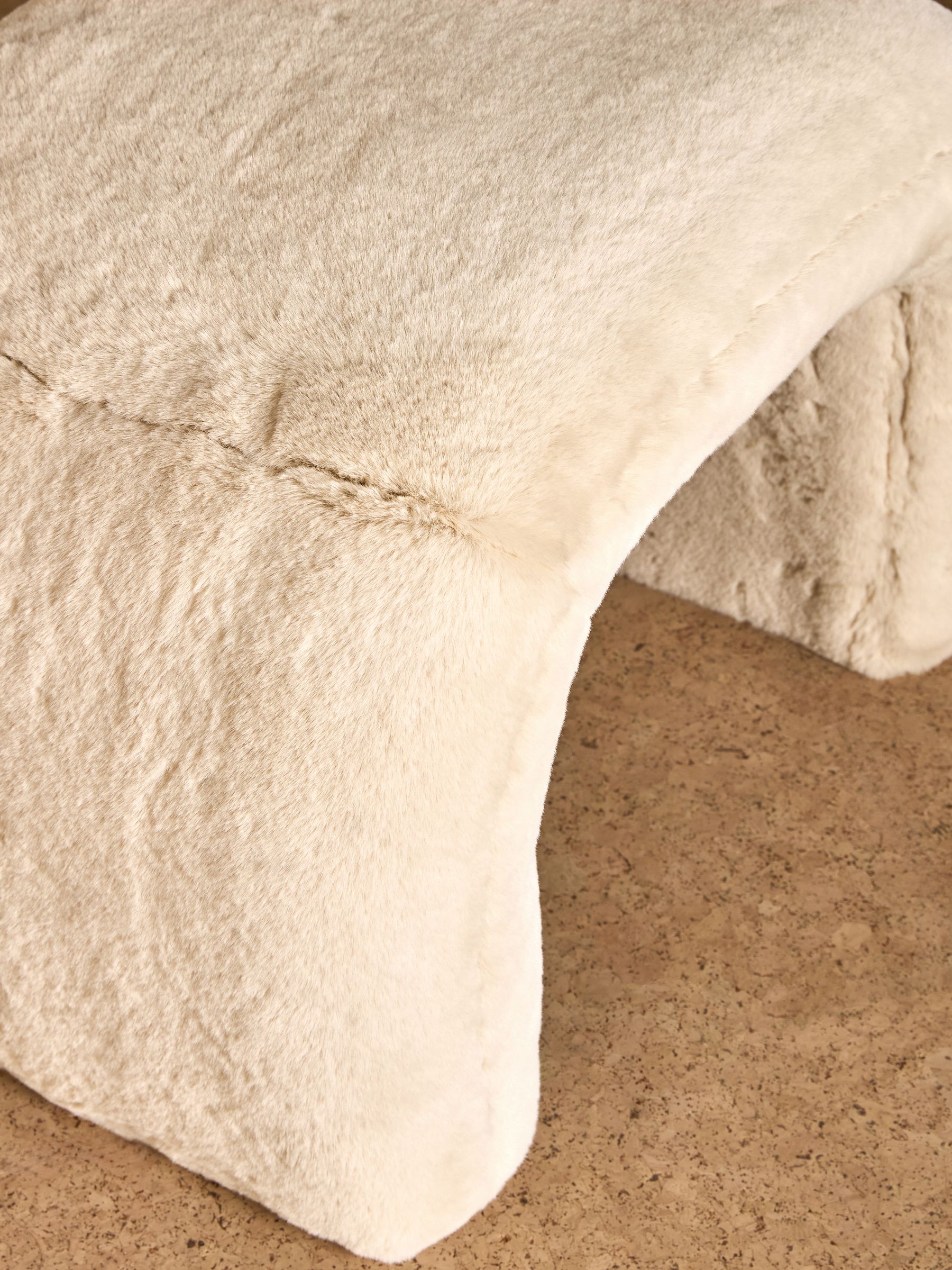 Beryl Stool in Taupe Natural Arctic Faux Fur - Image 3 of 6