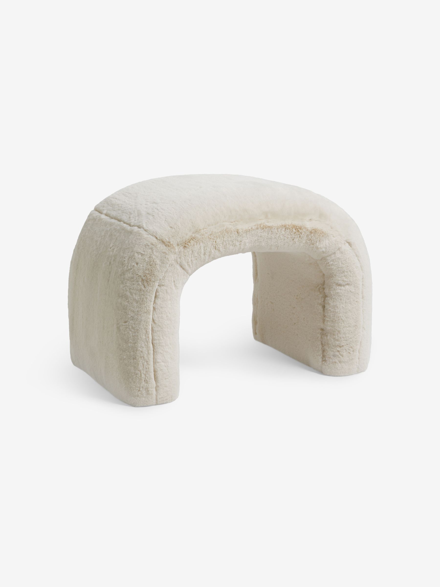 Beryl Stool in Taupe Natural Arctic Faux Fur - Image 5 of 6