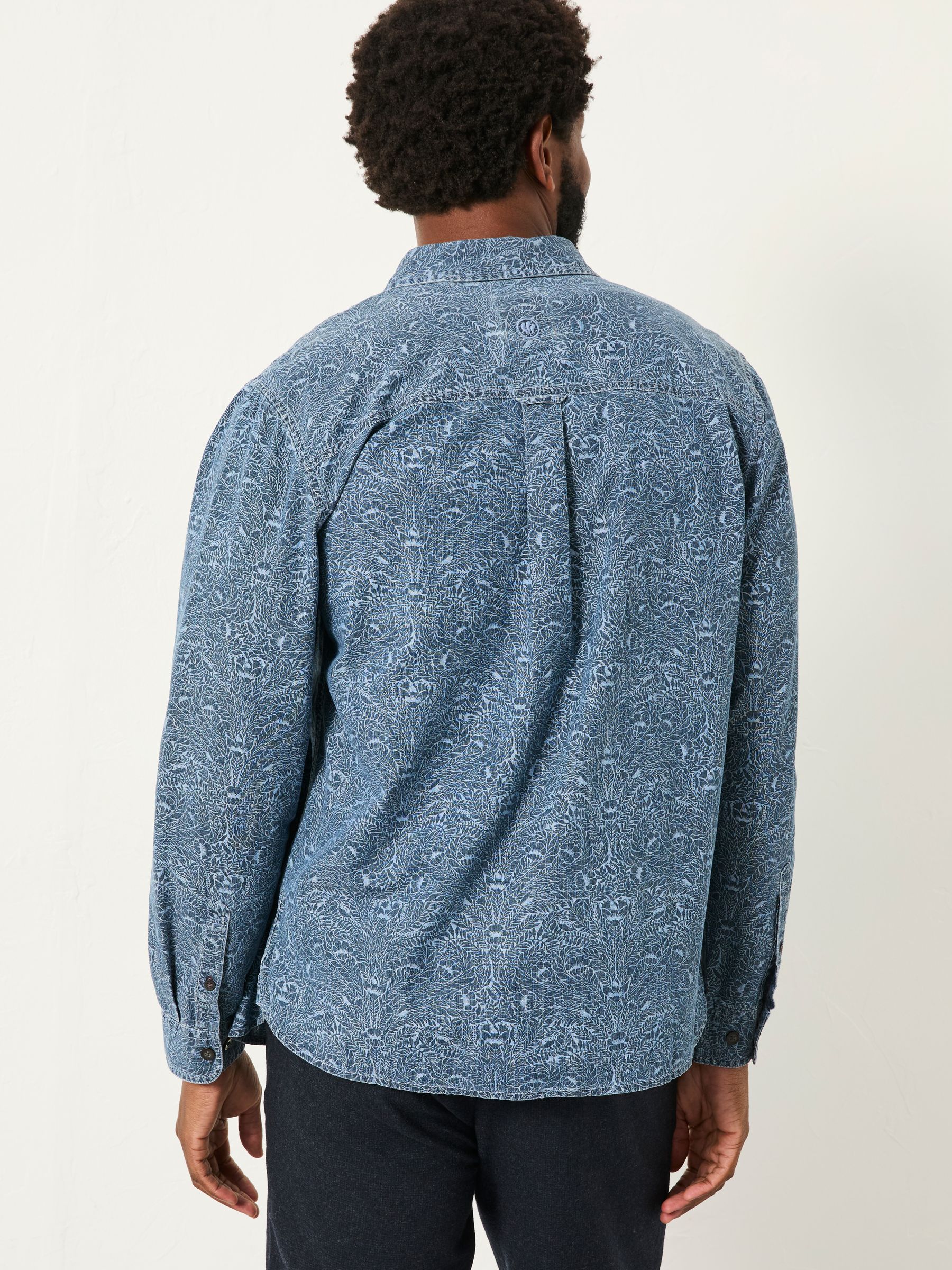 Chambray Blue Long Sleeve Floral Bouquet Print Shirt - Image 3 of 6