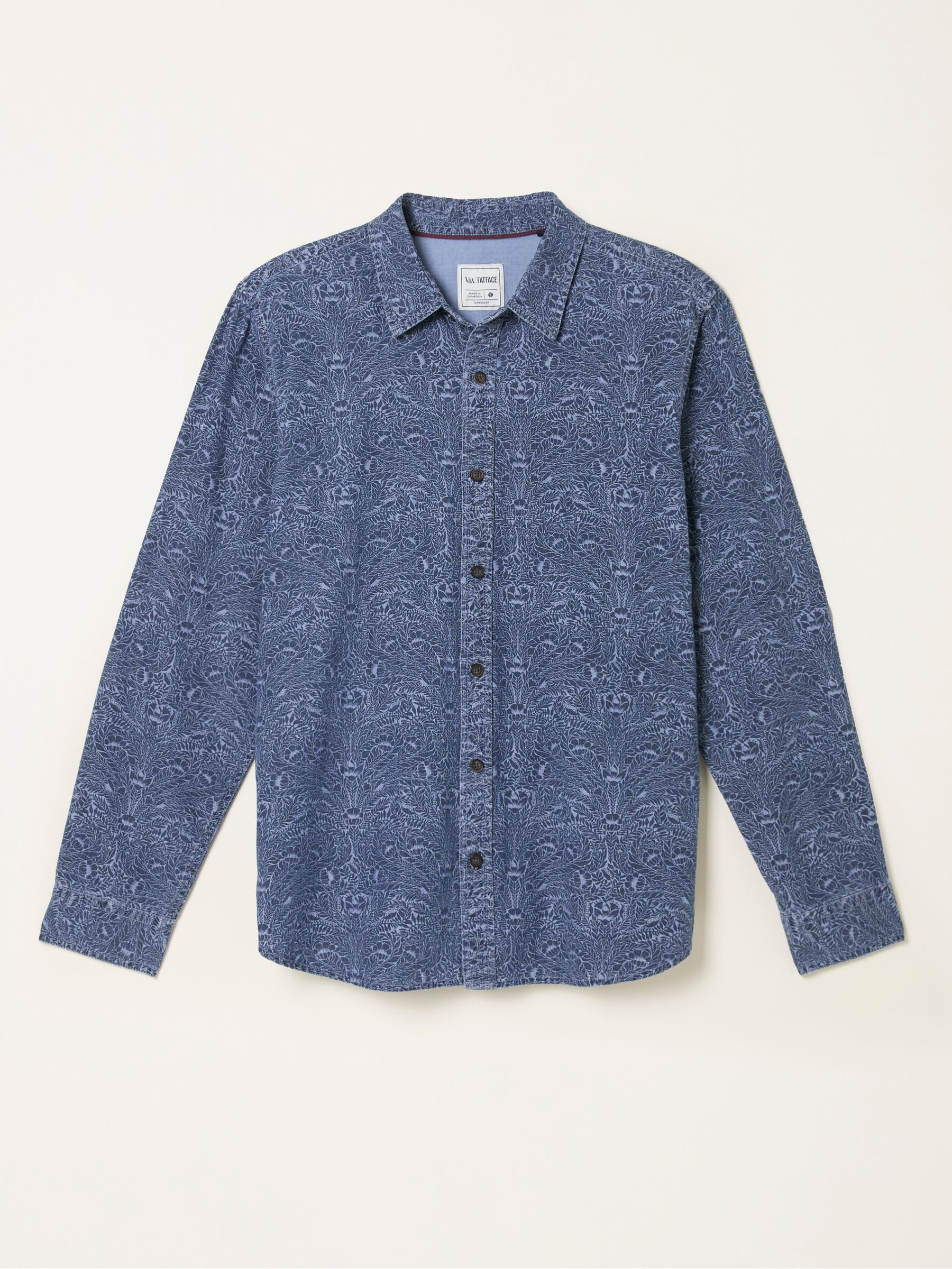 Chambray Blue Long Sleeve Floral Bouquet Print Shirt - Image 6 of 6