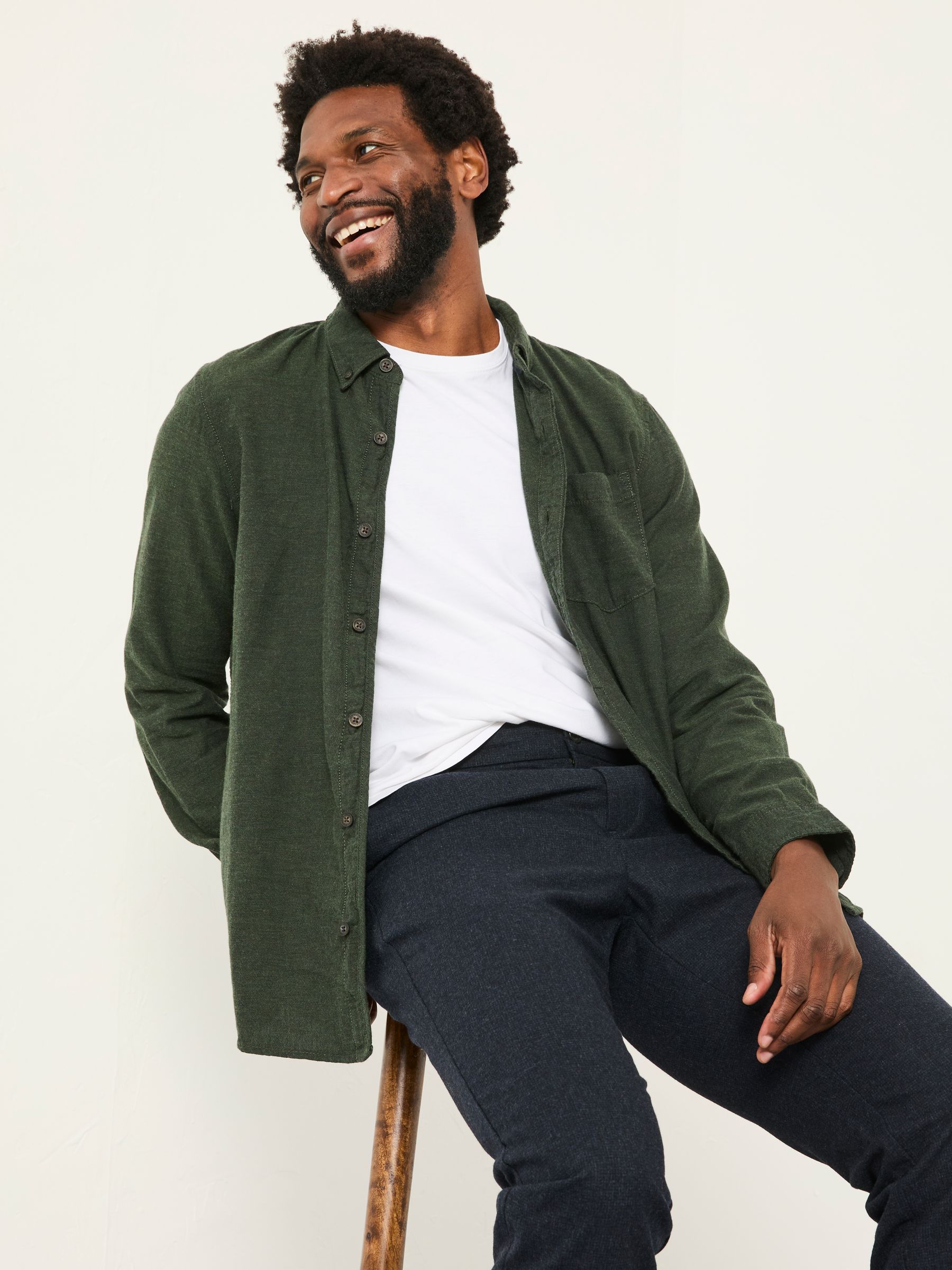 トップス PHOENIX SMOKE EMERALD Long Sleeve Shirt Oxlow Emerald Green Long Sleeve Plain Shirt | FatFace USA