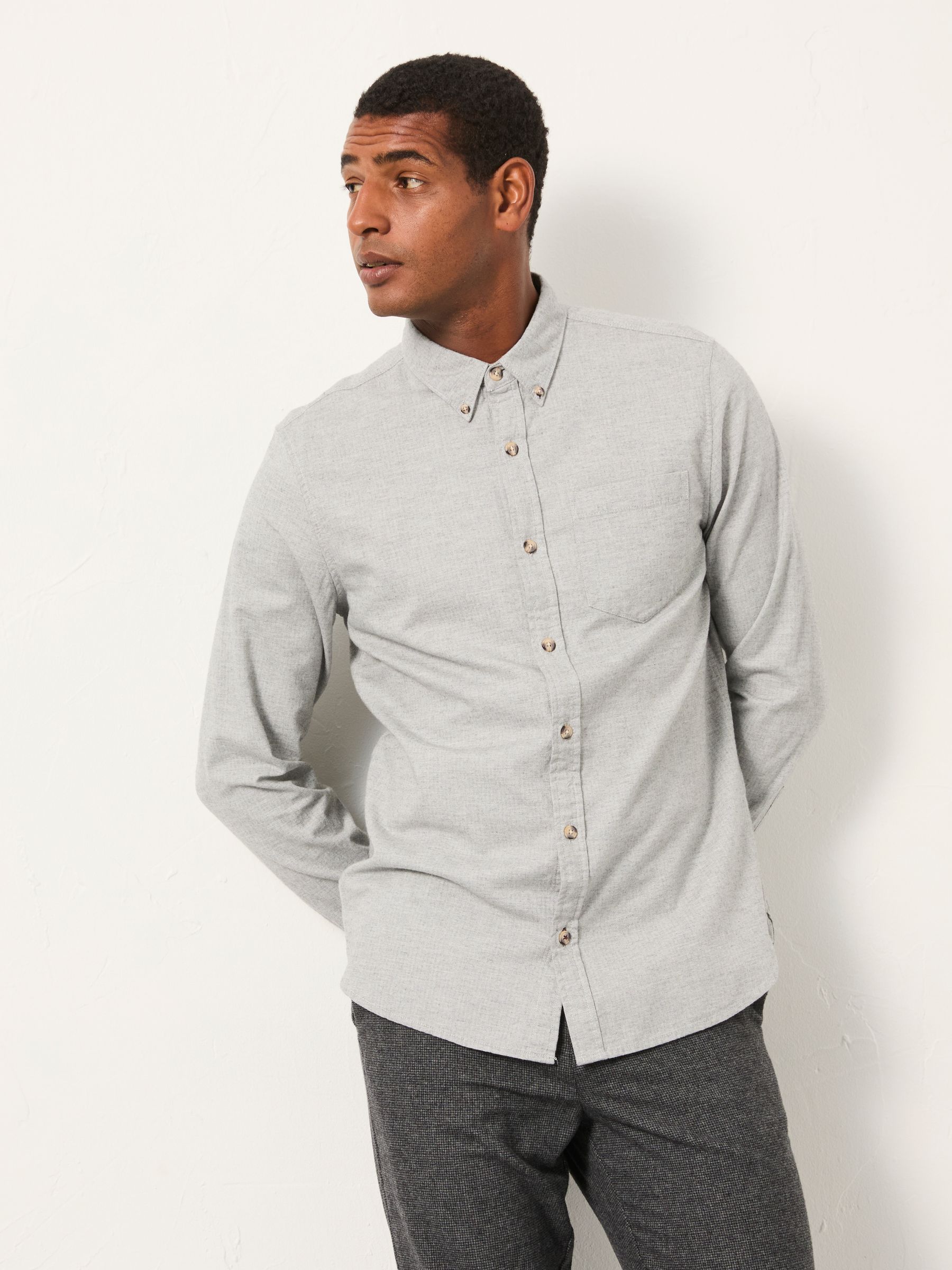 Tadlow Grey Long Sleeve Herringbone Shirt - Image 1 of 5