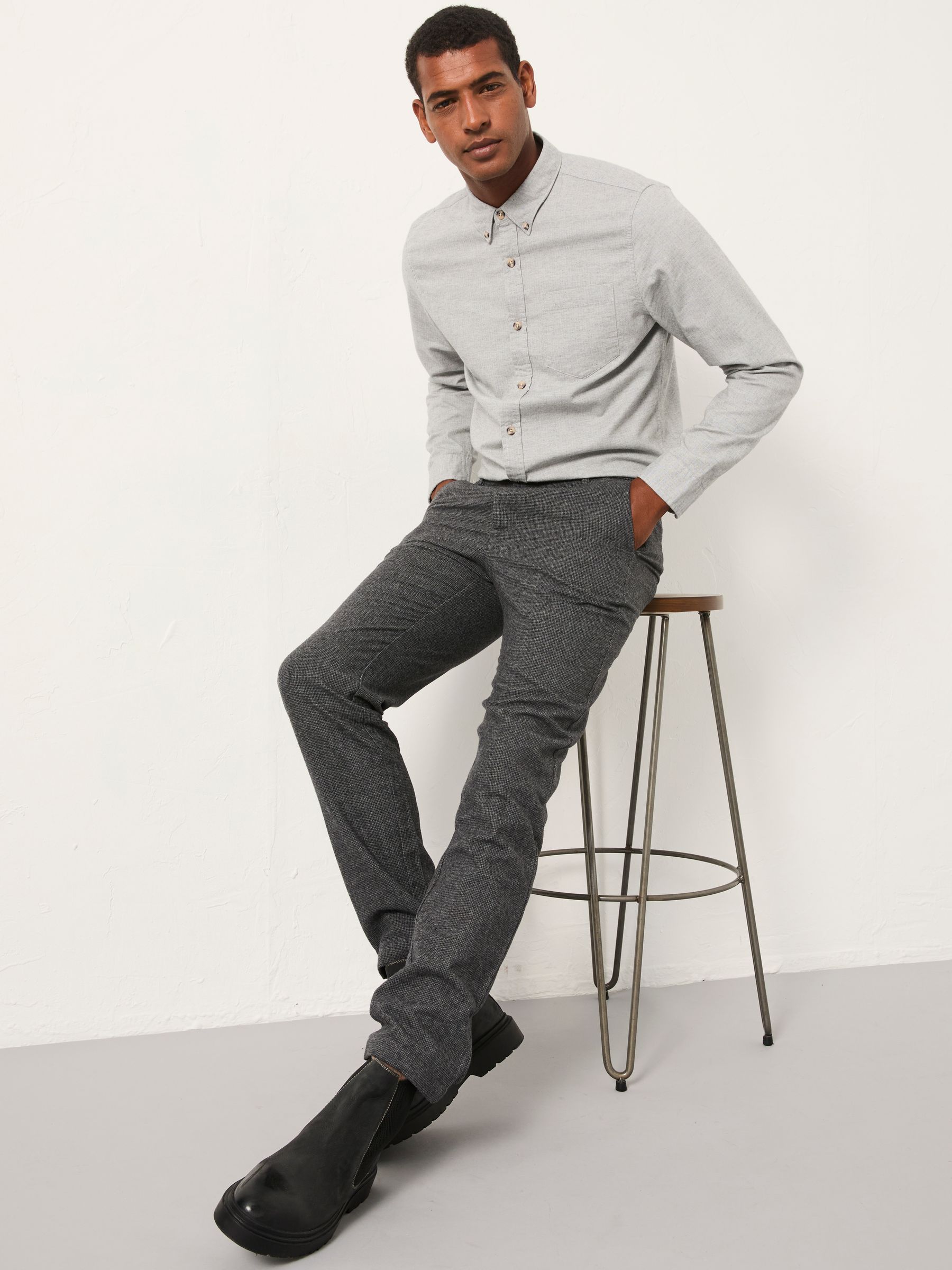Tadlow Grey Long Sleeve Herringbone Shirt - Image 3 of 5