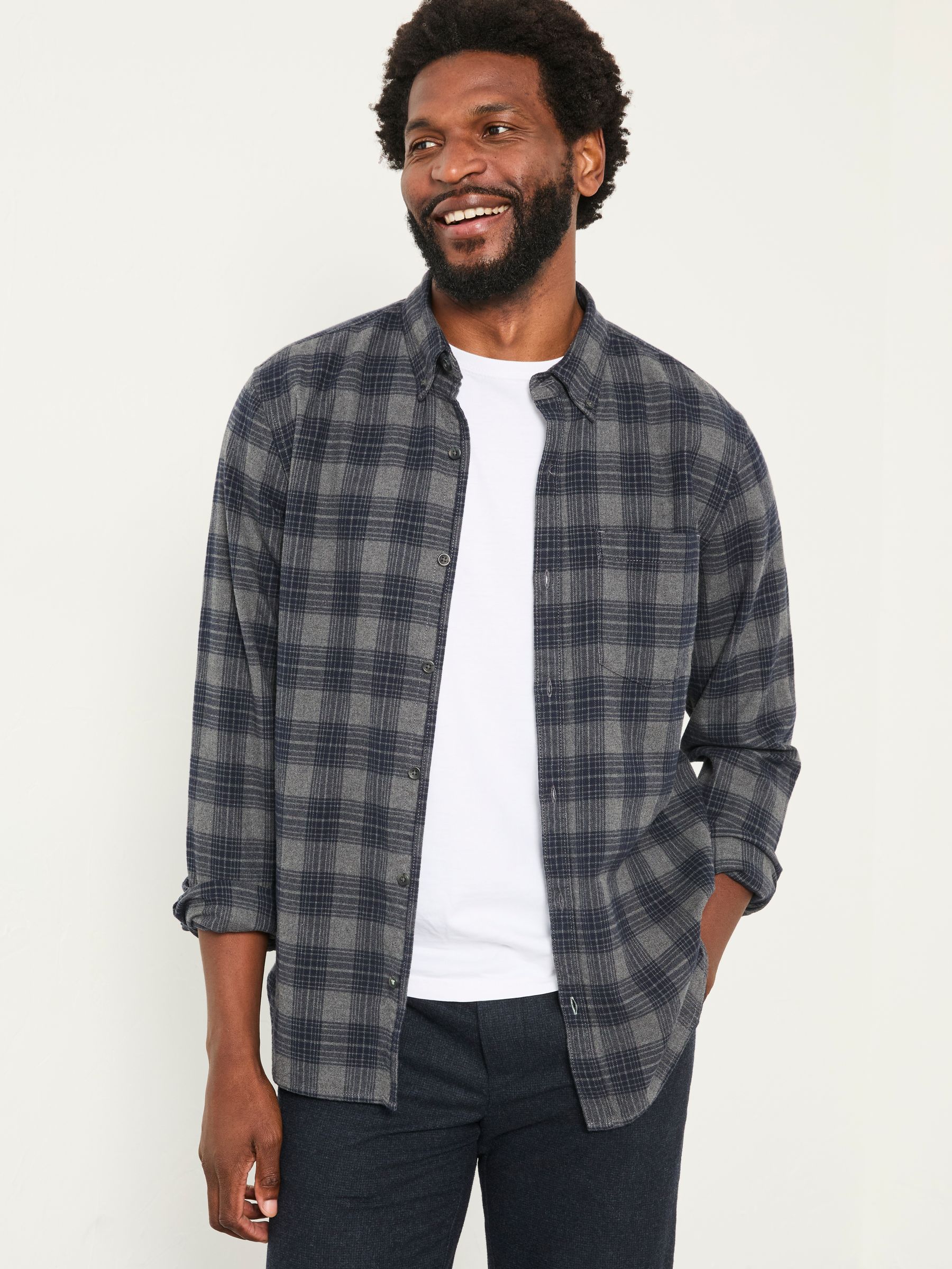Scole Dark Grey Long Sleeve Check Shirt
