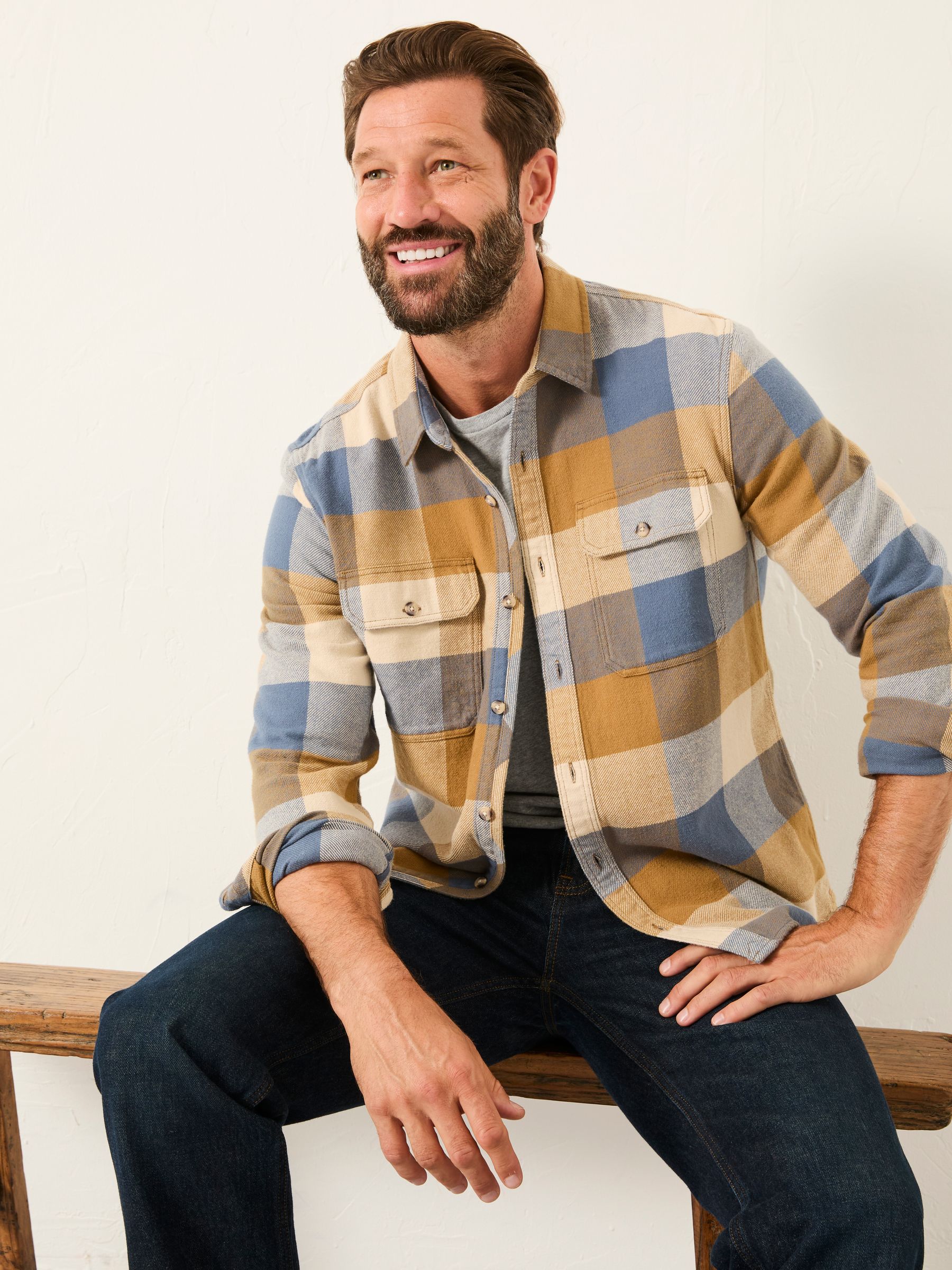 Dardy Chambray Blue Long Sleeve Buffalo Check Shirt - Image 1 of 5