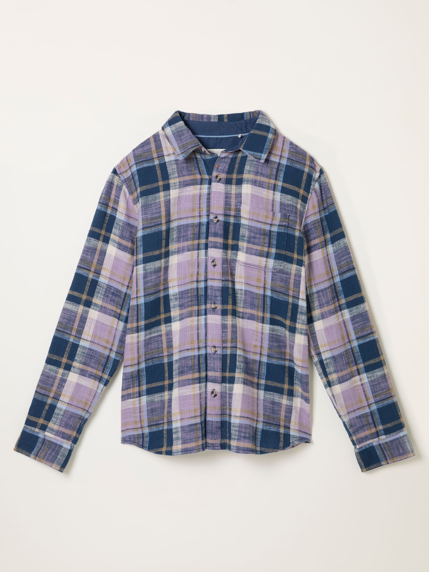 Thorn Heather Purple Long Sleeve Check Shirt | FatFace USA