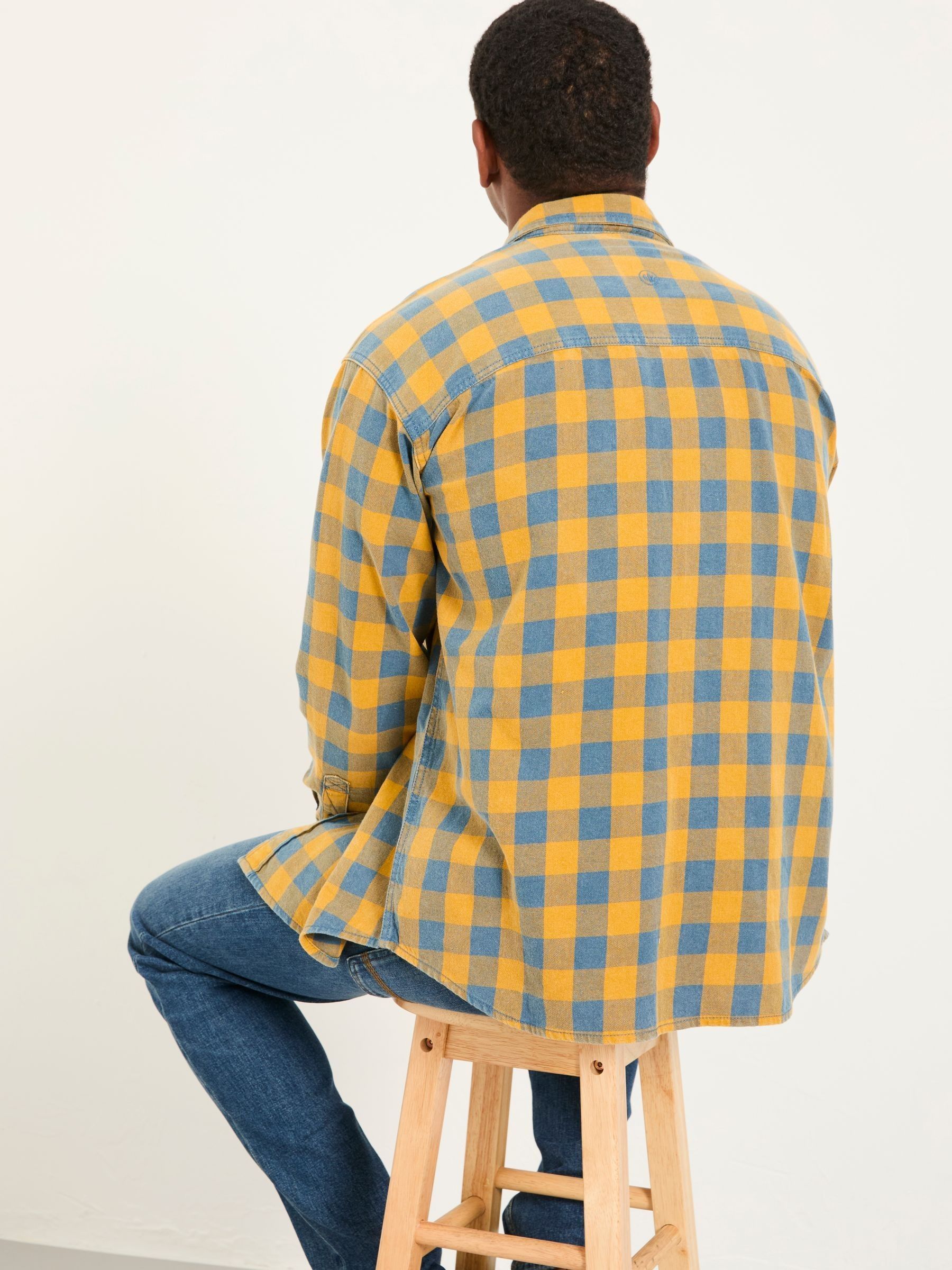Thursby Ochre Yellow Long Sleeve Relaxed Fit Gingham Shirt - Image 2 of 4