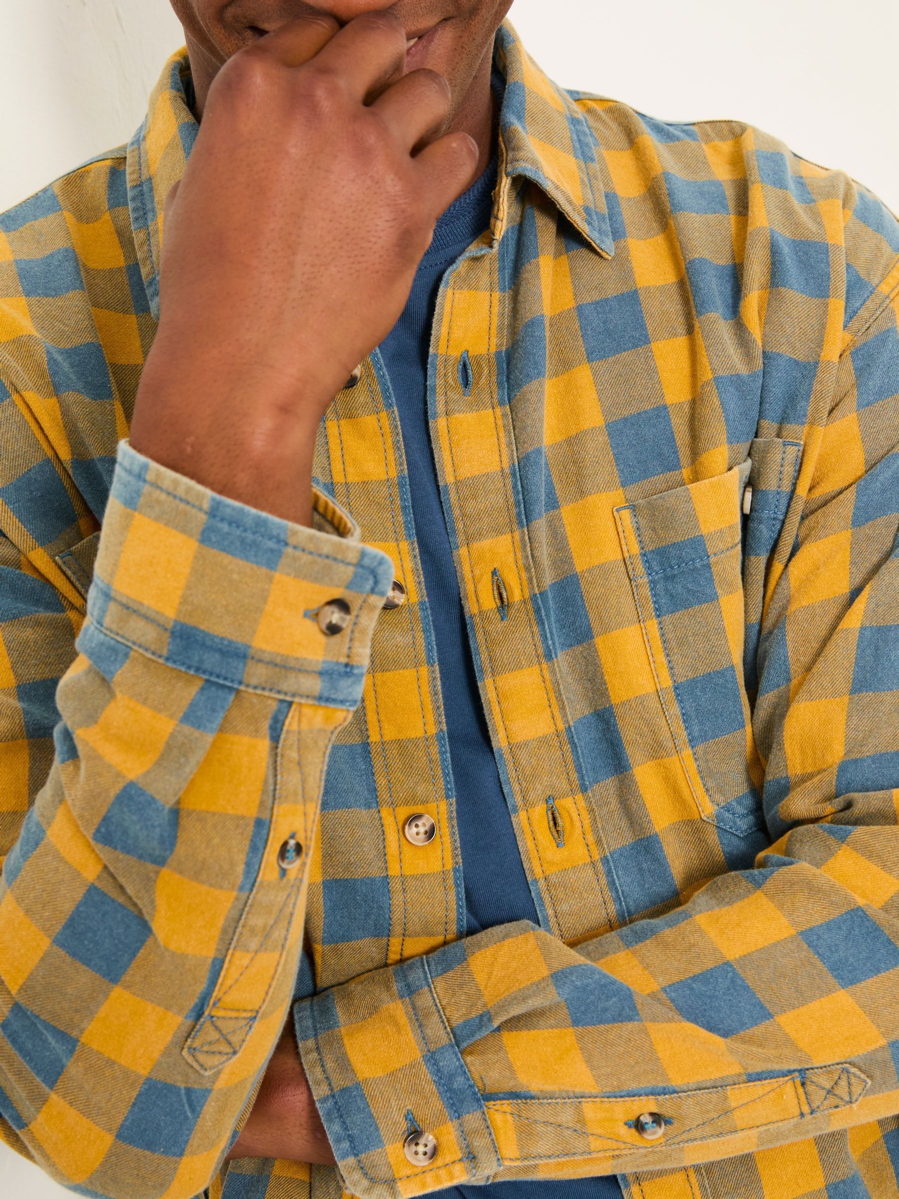 Thursby Ochre Yellow Long Sleeve Relaxed Fit Gingham Shirt - Image 3 of 4