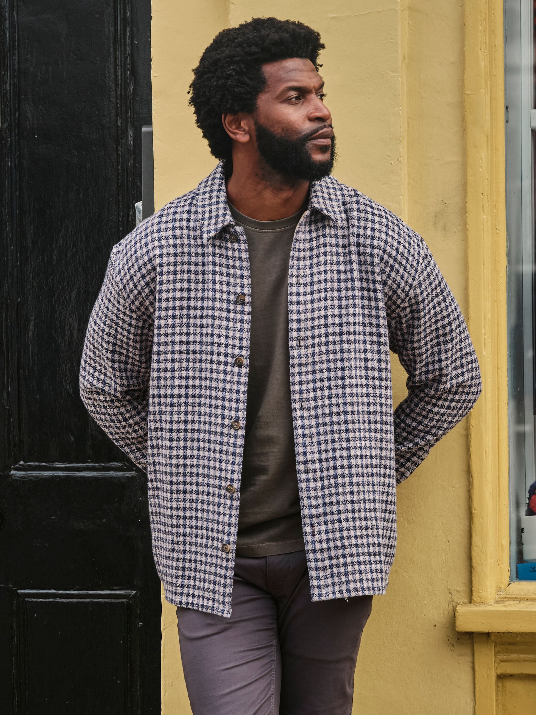 Long Sleeve Relaxed Fit Textured Gingham Shirt