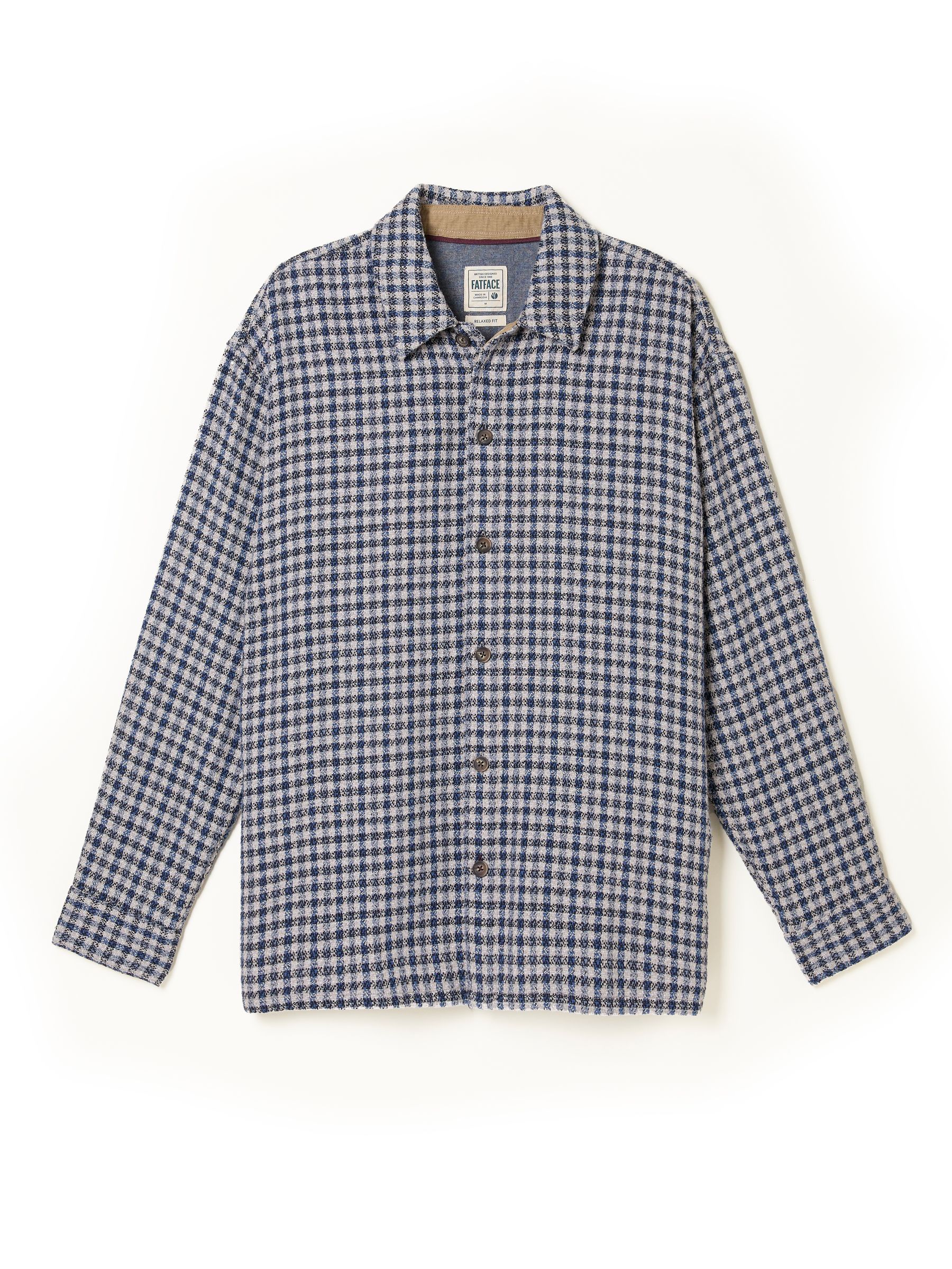 Heath Navy Long Sleeve Relaxed Fit Textured Gingham Shirt - Image 5 of 5
