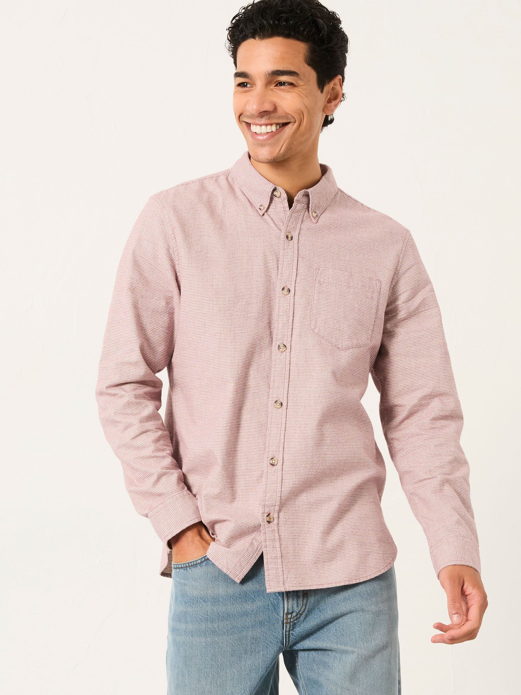 Tadlow Rust Red Long Sleeve Herringbone Shirt - Image 1 of 5