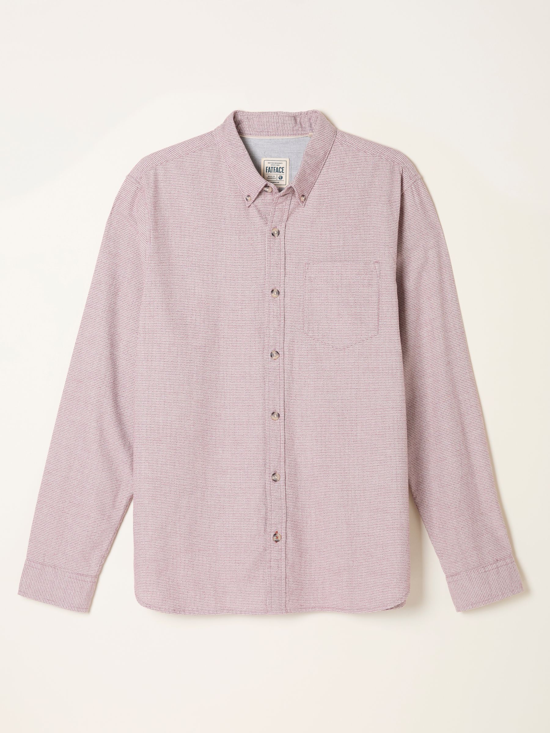 Tadlow Rust Red Long Sleeve Herringbone Shirt - Image 5 of 5