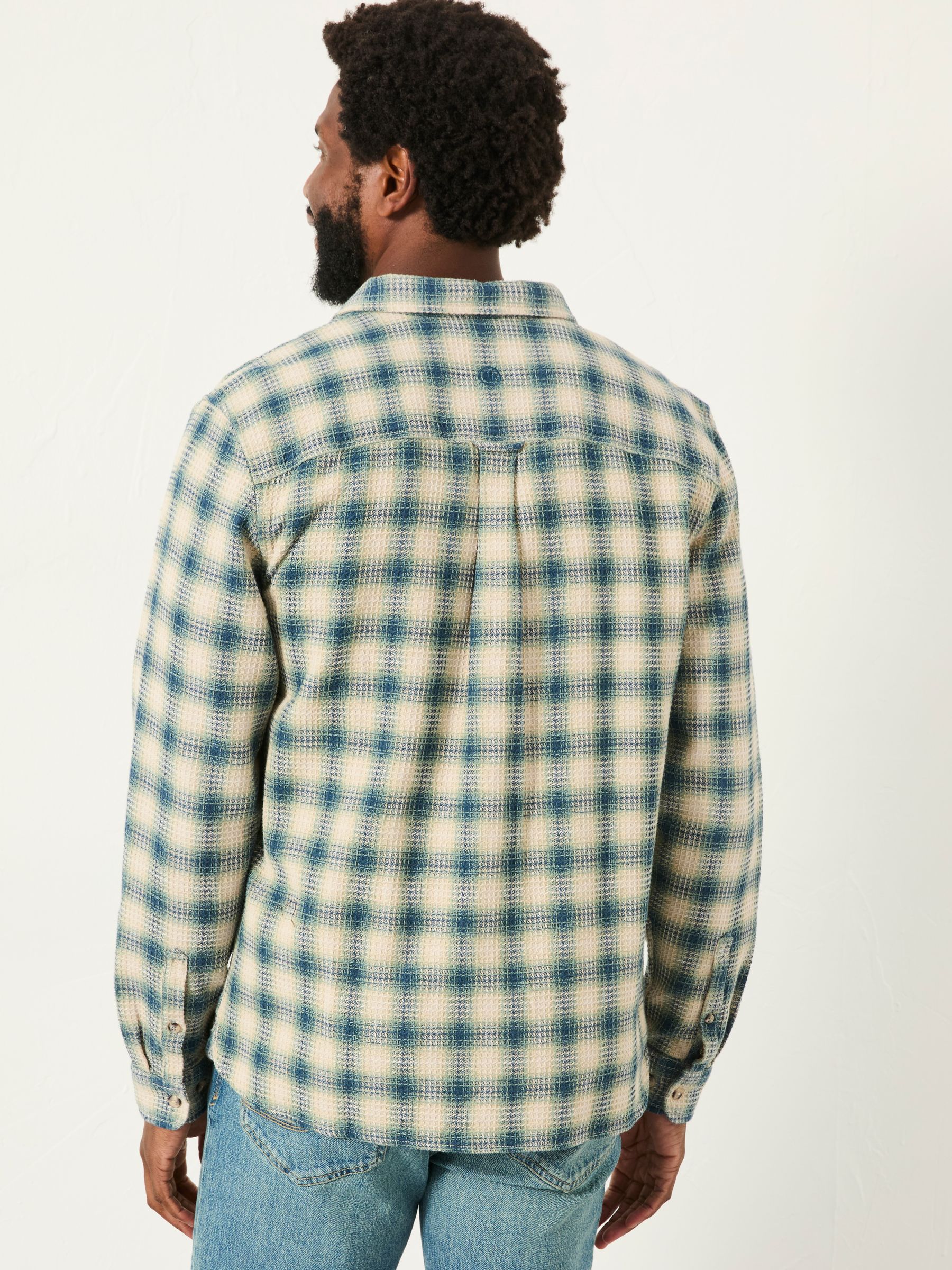 Tanton Natural Long Sleeve Textured Check Shirt - Image 2 of 5