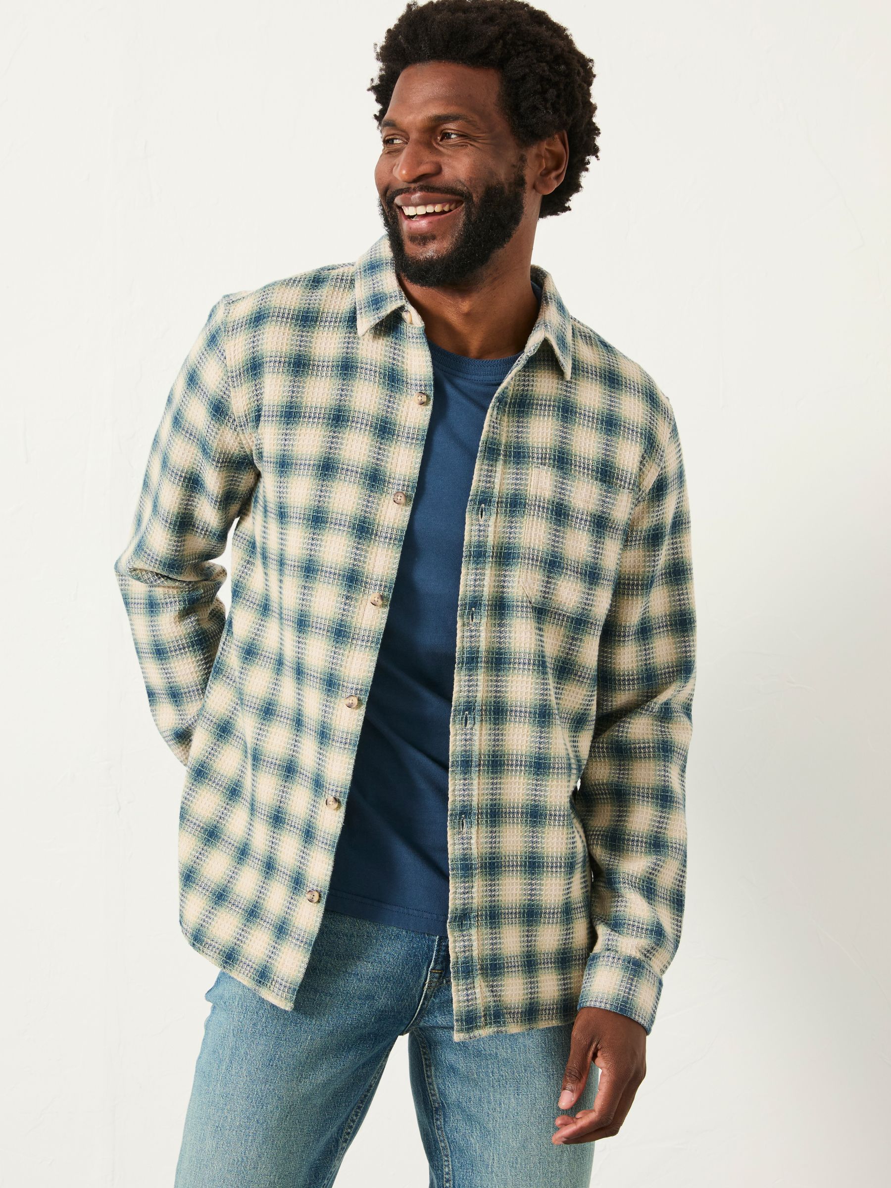Tanton Natural Long Sleeve Textured Check Shirt - Image 4 of 5