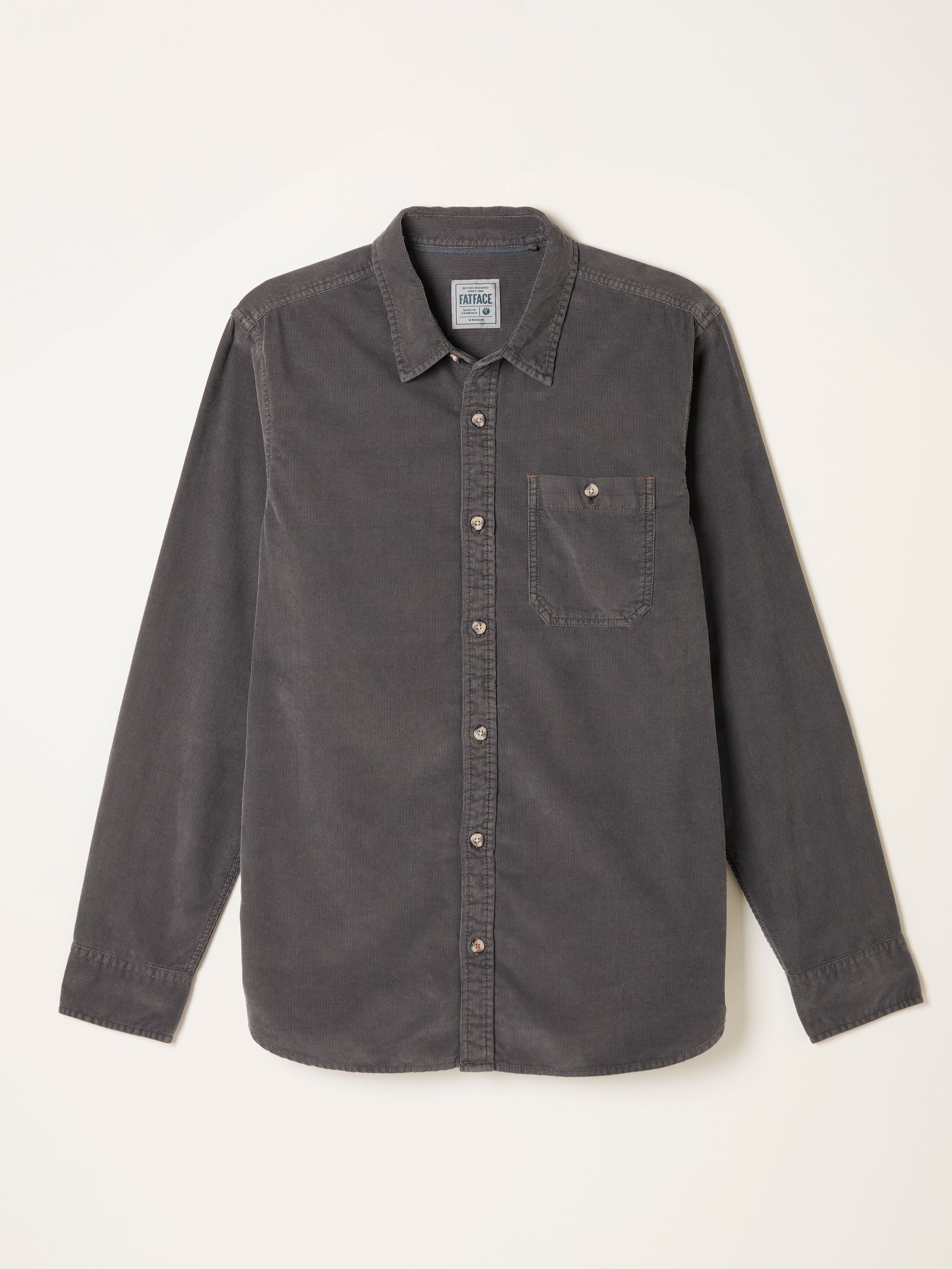 Dark Grey Long Sleeve Cord Shirt | FatFace