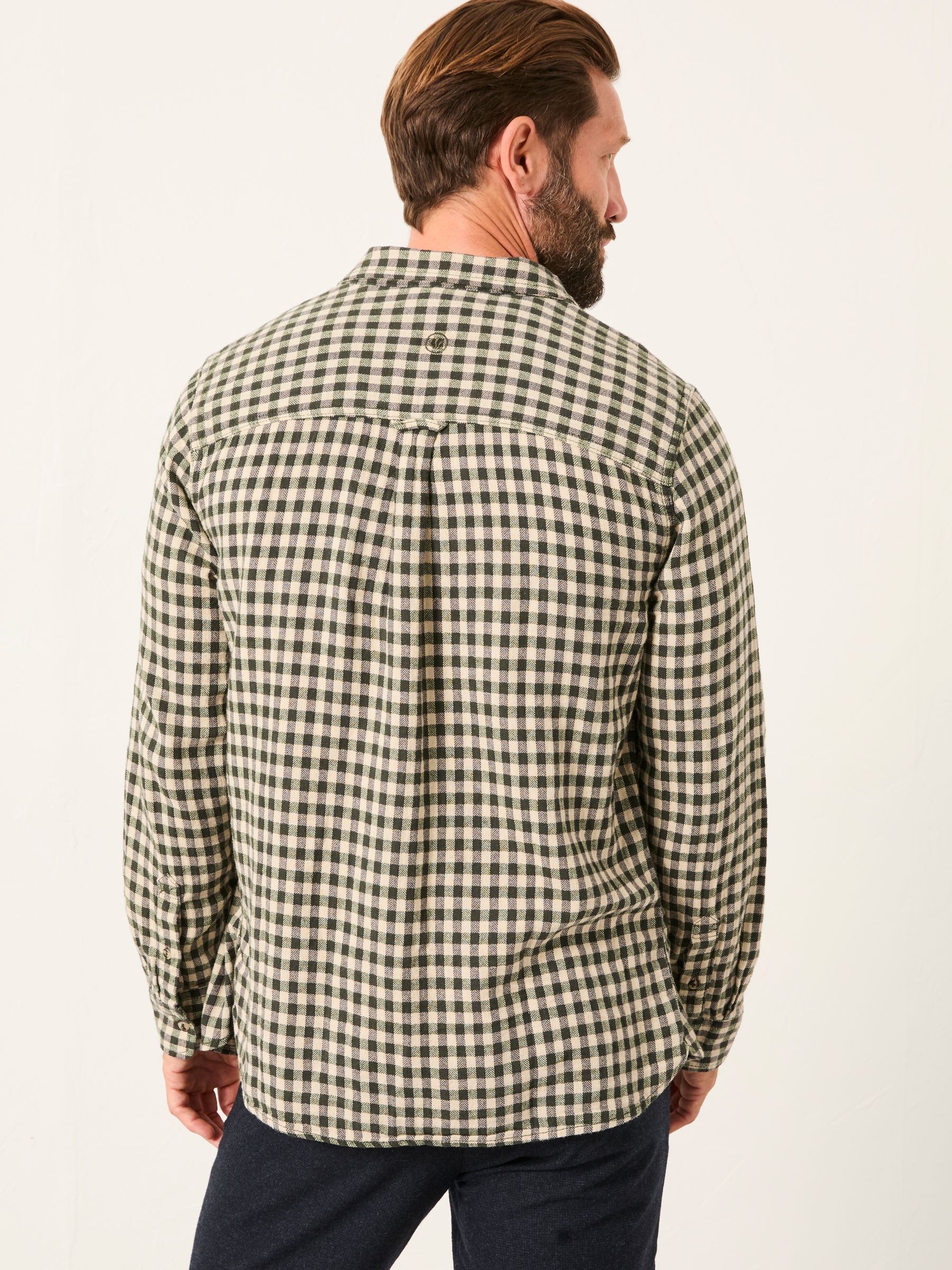 Emerald Green Long Sleeve Herringbone Check Shirt - Image 2 of 5