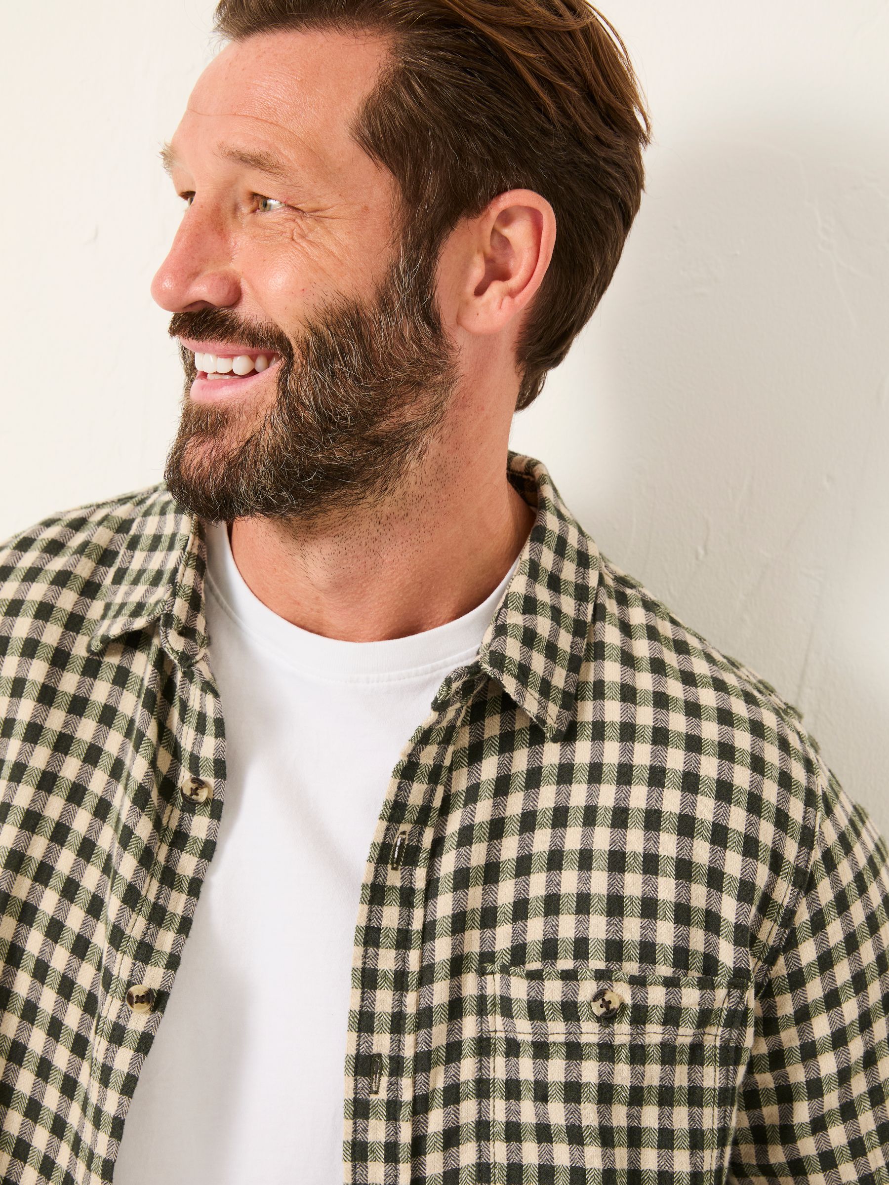 Emerald Green Long Sleeve Herringbone Check Shirt - Image 3 of 5