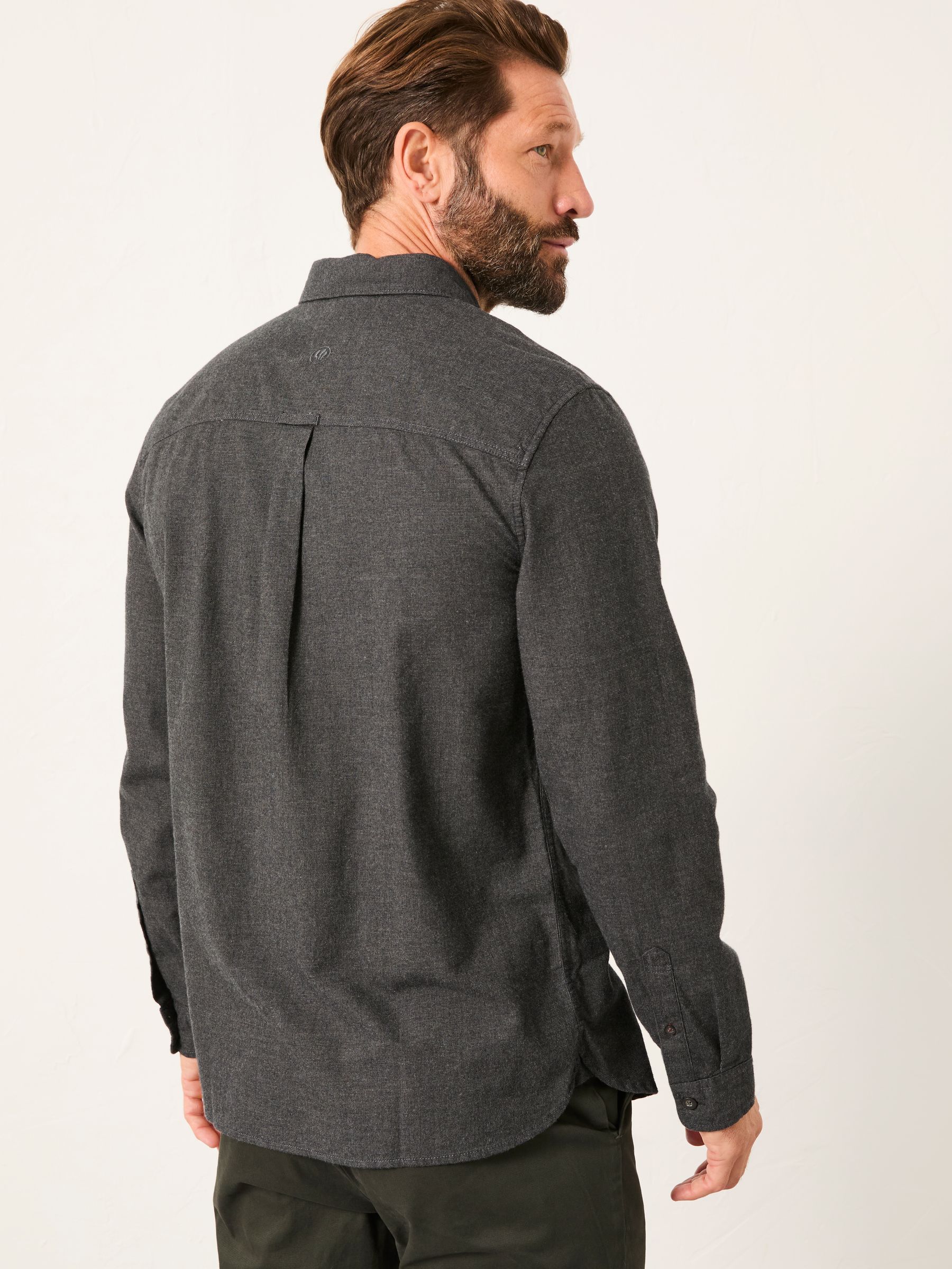Tadlow Dark Grey Long Sleeve Herringbone Shirt - Image 2 of 5