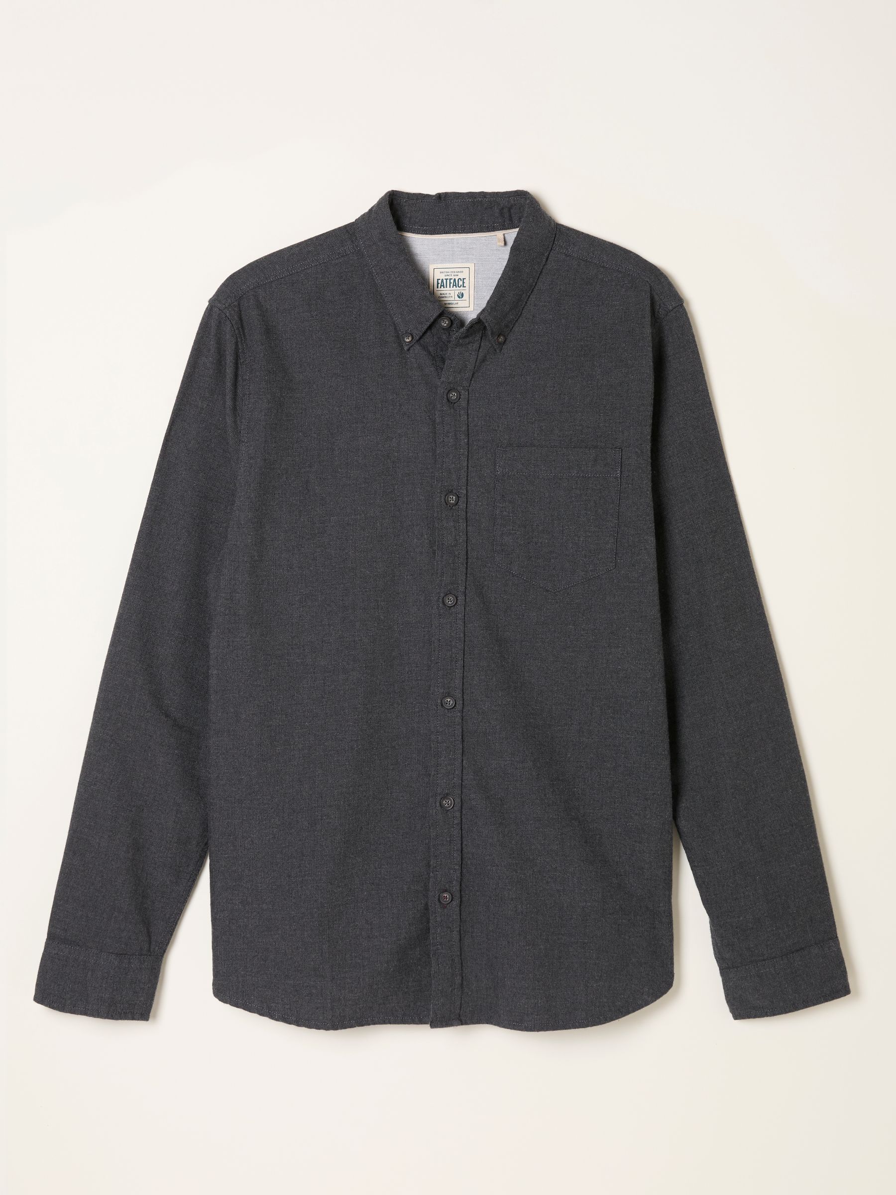 Tadlow Dark Grey Long Sleeve Herringbone Shirt - Image 5 of 5