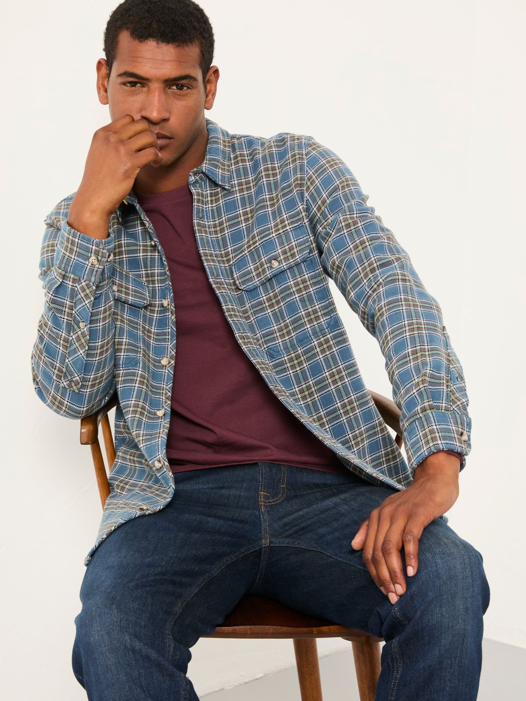 Pixley Mid Blue Long Sleeve Check Shirt - Image 3 of 5