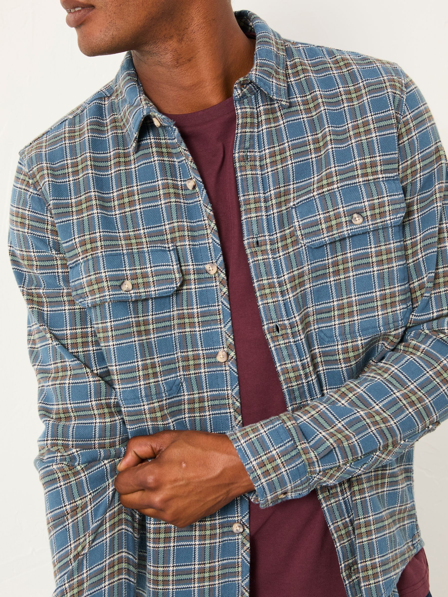 Pixley Mid Blue Long Sleeve Check Shirt - Image 4 of 5
