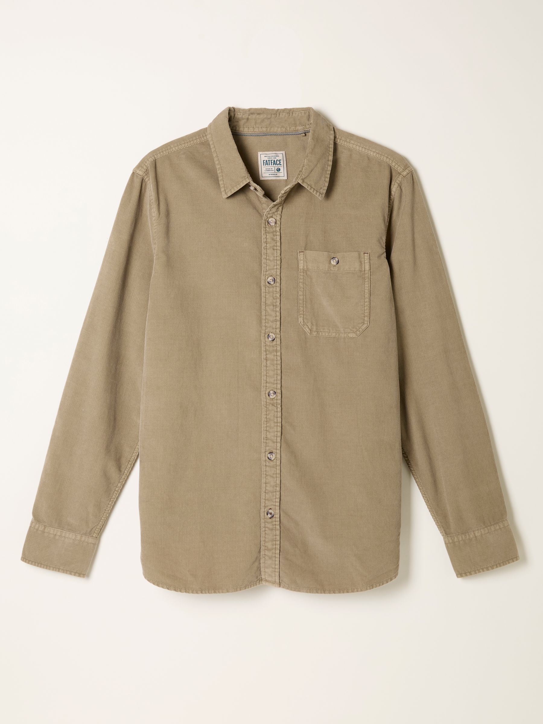 Dark Natural Long Sleeve Cord Shirt | FatFace