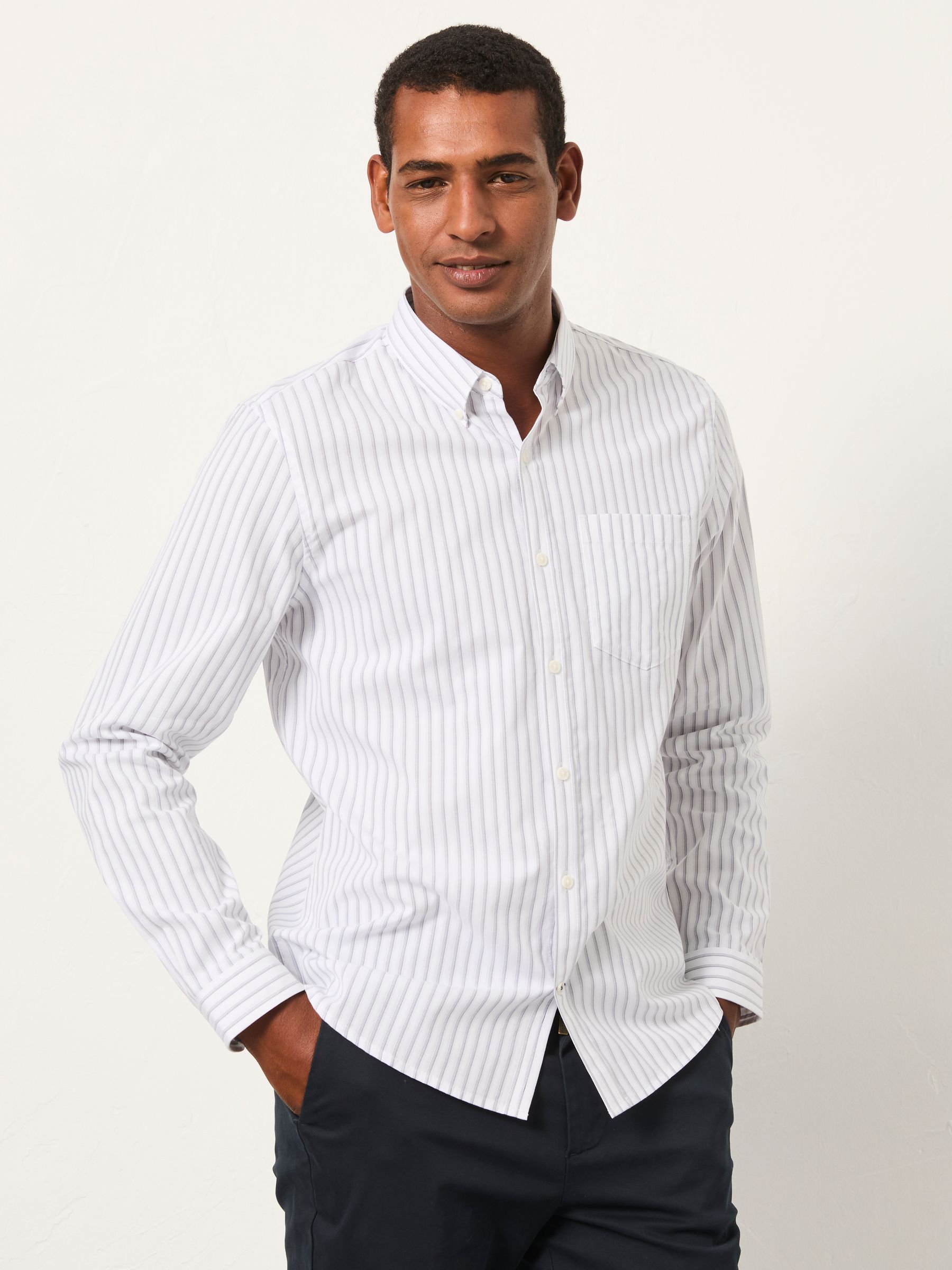 Foston Ivory Long Sleeve Stripe Shirt - Image 1 of 6