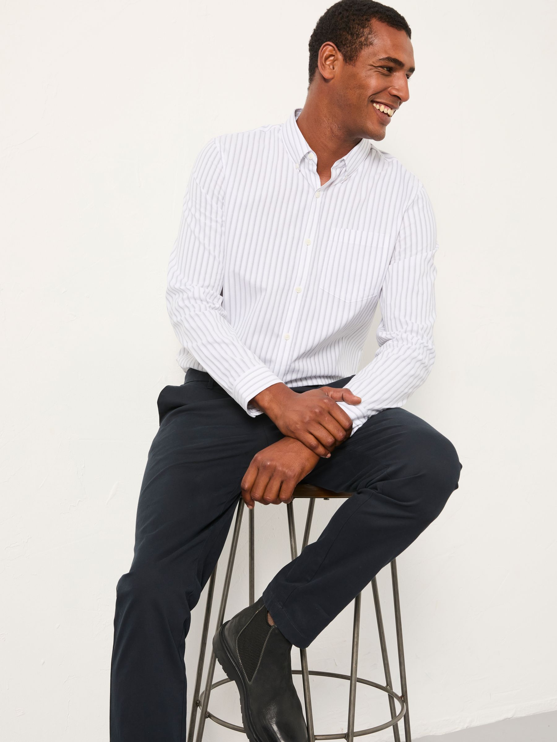 Foston Ivory Long Sleeve Stripe Shirt - Image 5 of 6
