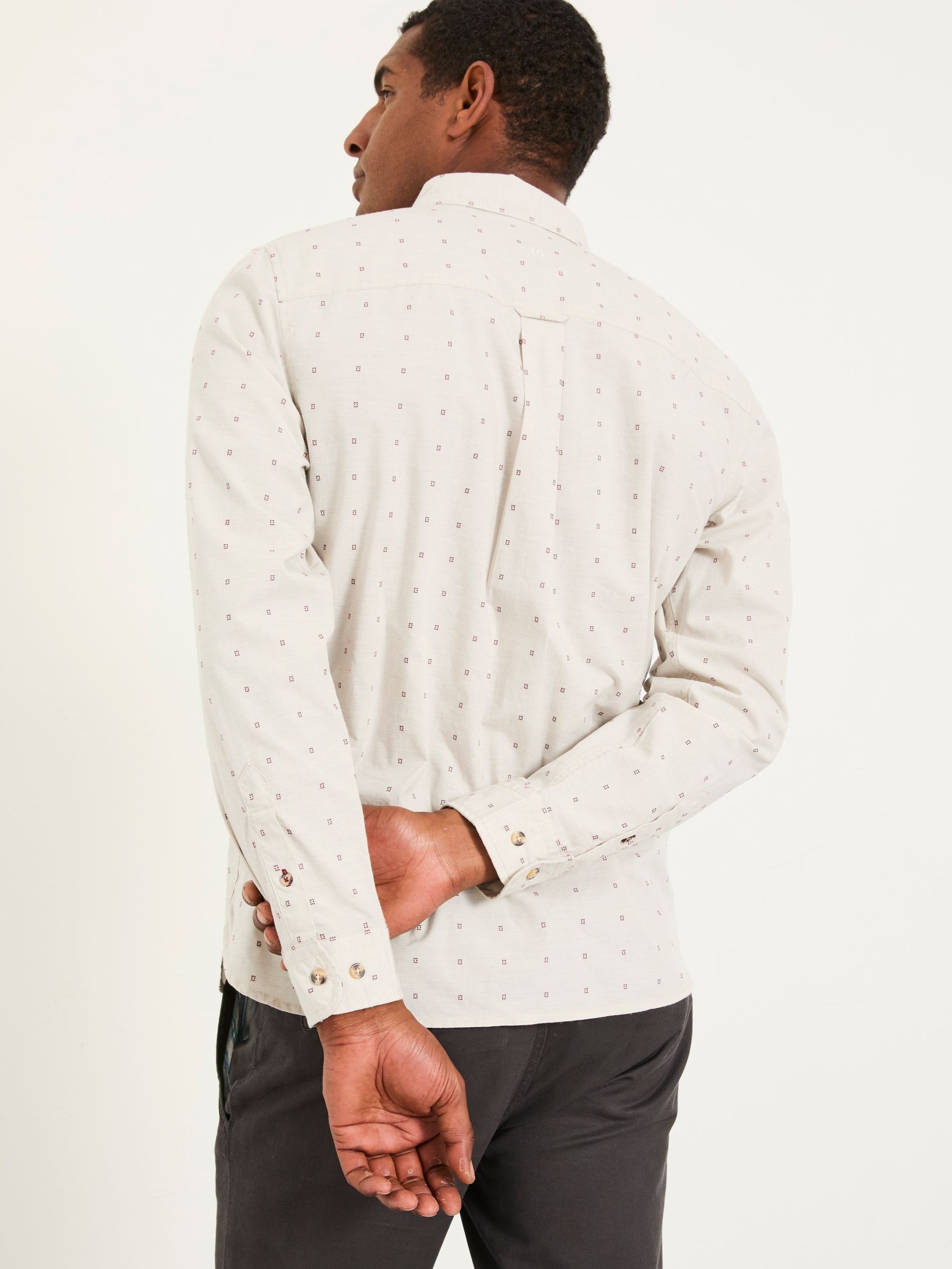 Oatmeal Long Sleeve Dobby Pattern Shirt | FatFace USA