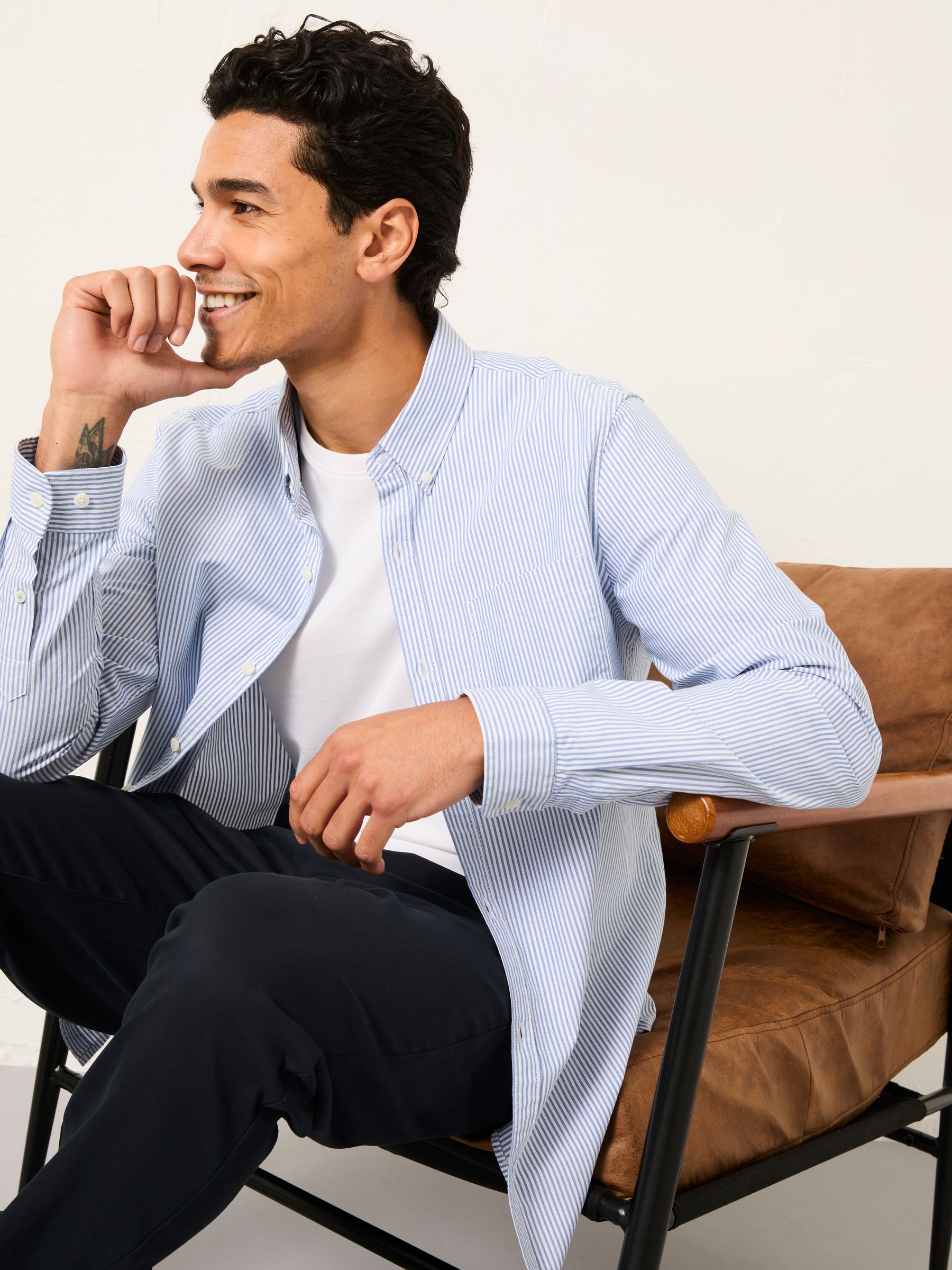 Tarvin Blue Long Sleeve Stripe Shirt - Image 5 of 6