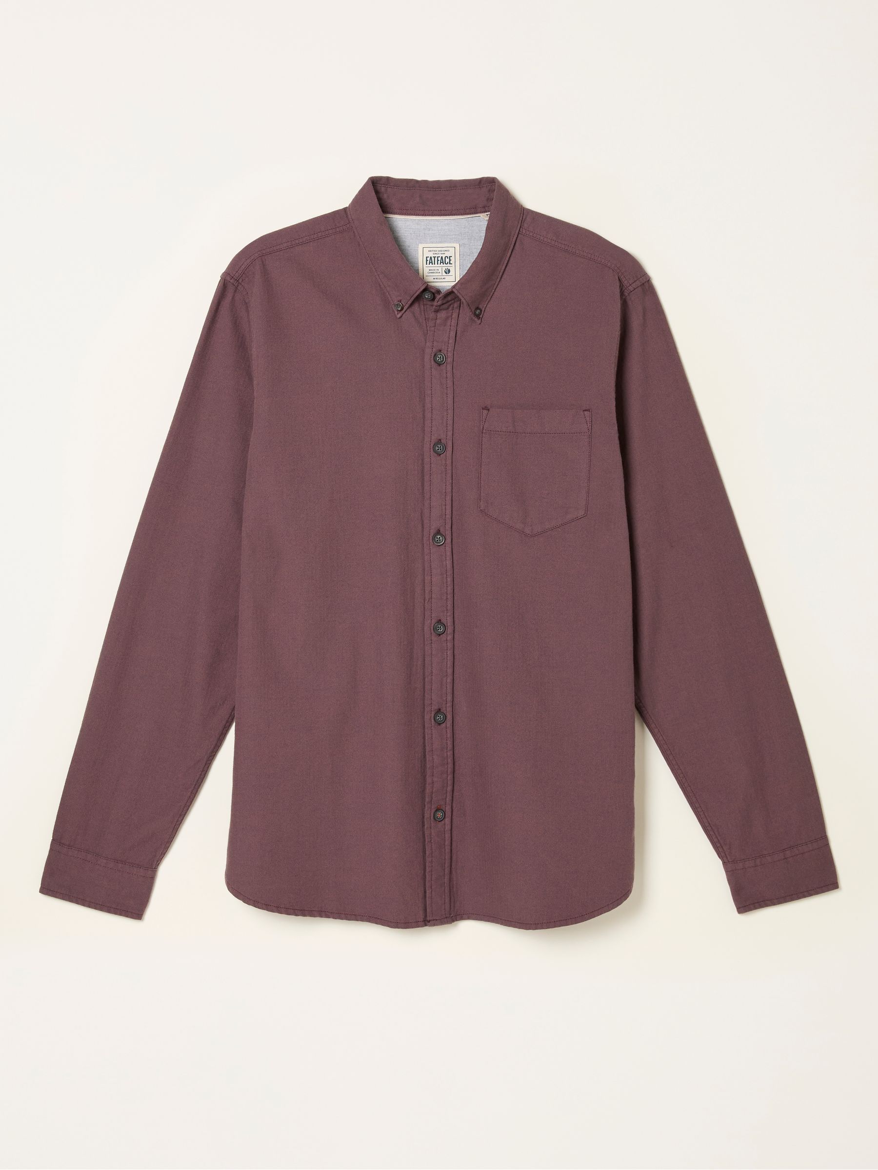 Tadlow Burgundy Red Long Sleeve Herringbone Shirt - Image 5 of 5