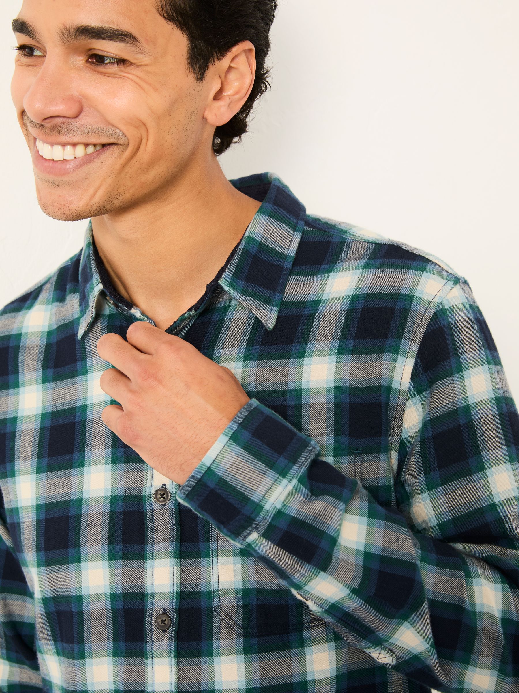 Thirn Emerald Green Long Sleeve Check Shirt | FatFace