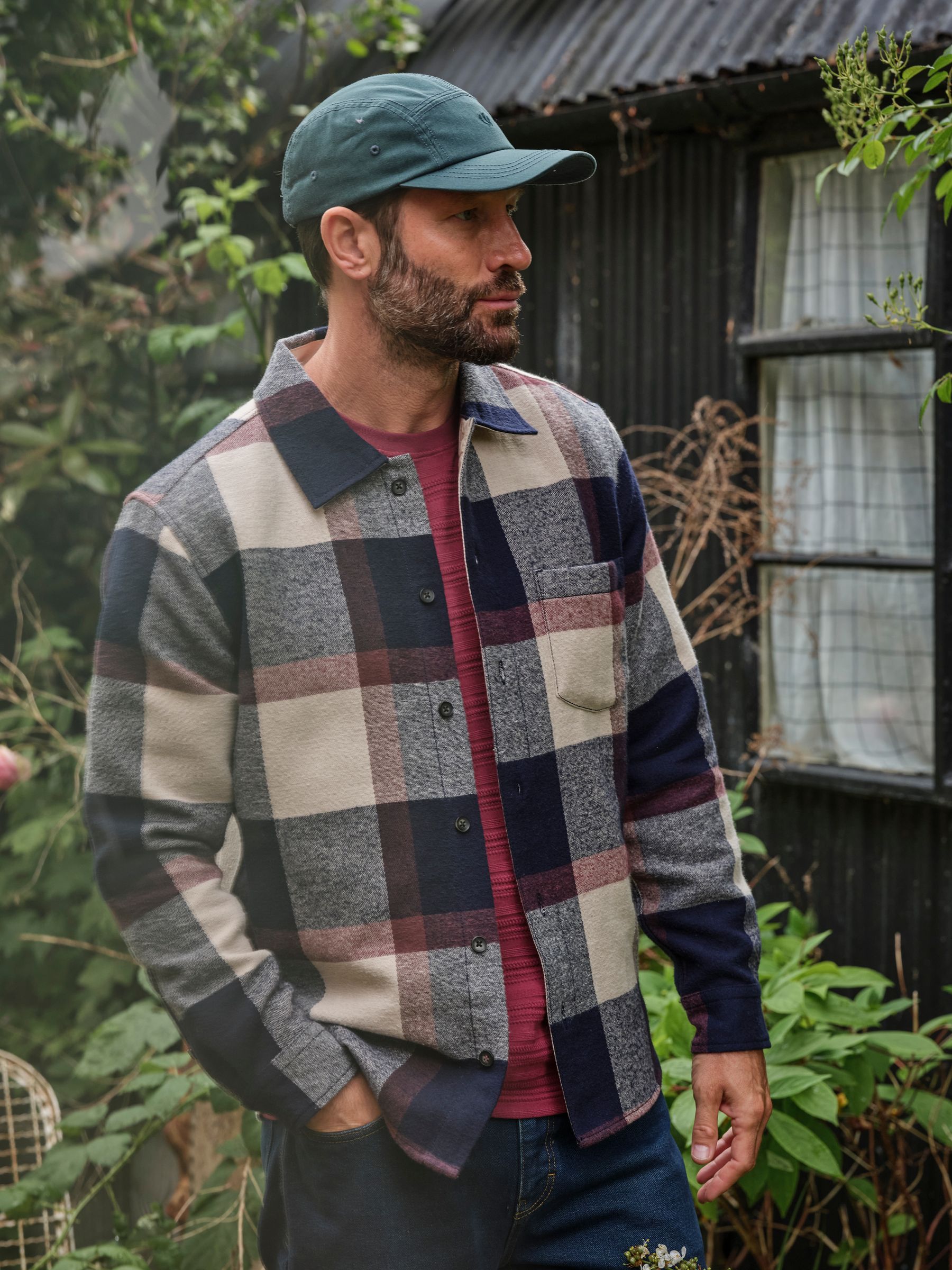 navy Long Sleeve Relaxed Fit Send Check Shirt - Image 1 of 6