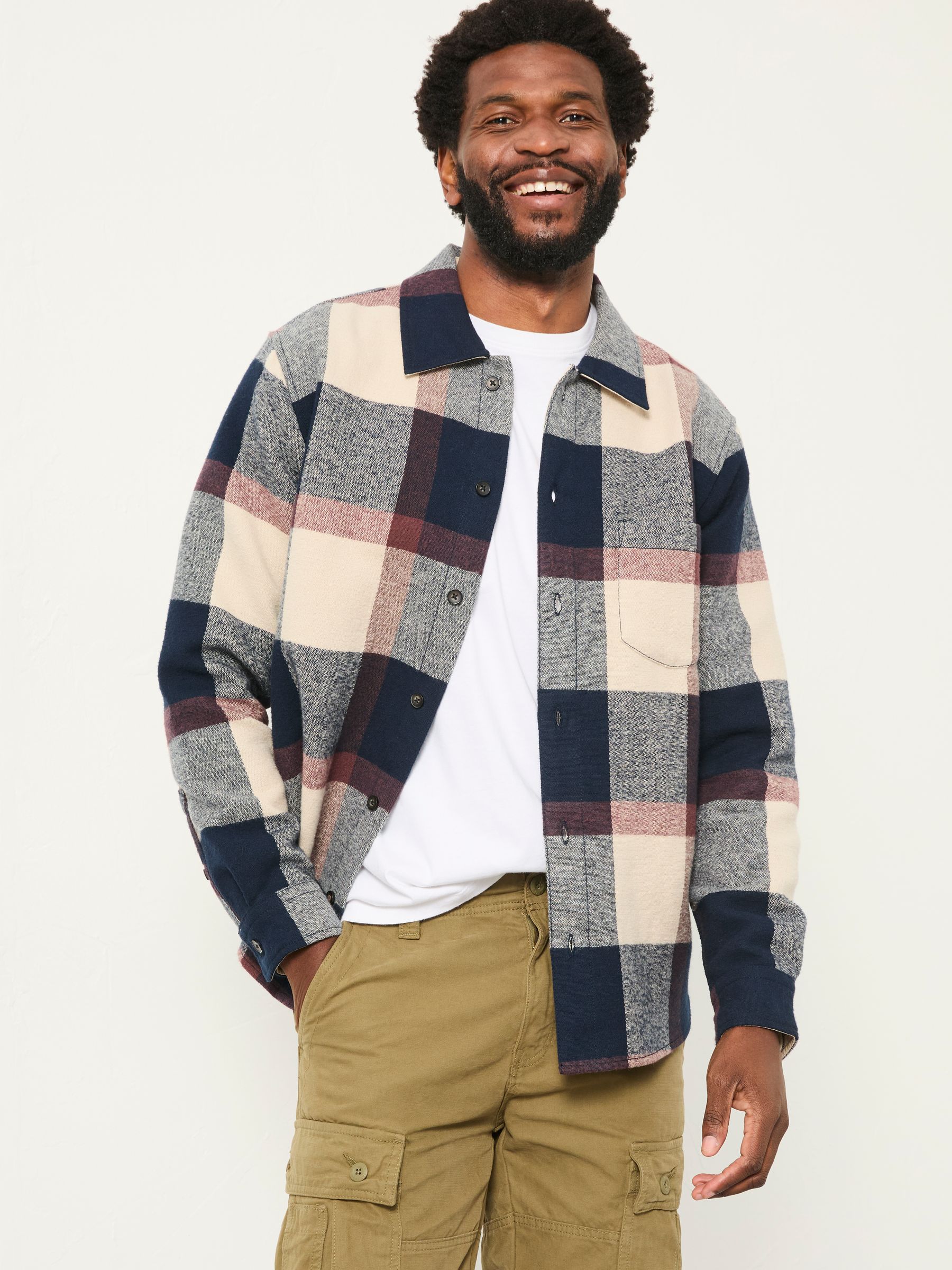 navy Long Sleeve Relaxed Fit Send Check Shirt - Image 2 of 6