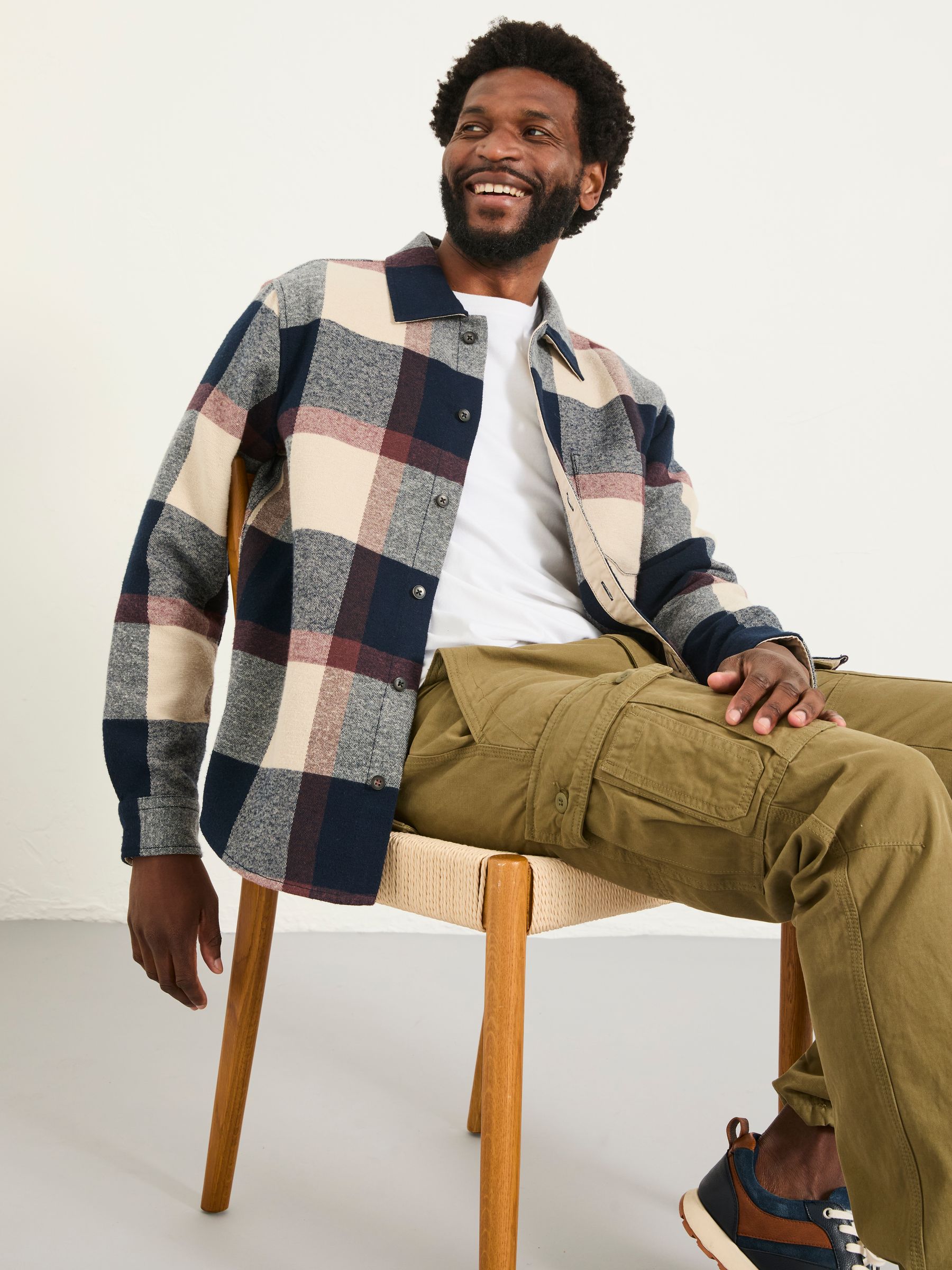 navy Long Sleeve Relaxed Fit Send Check Shirt - Image 4 of 6