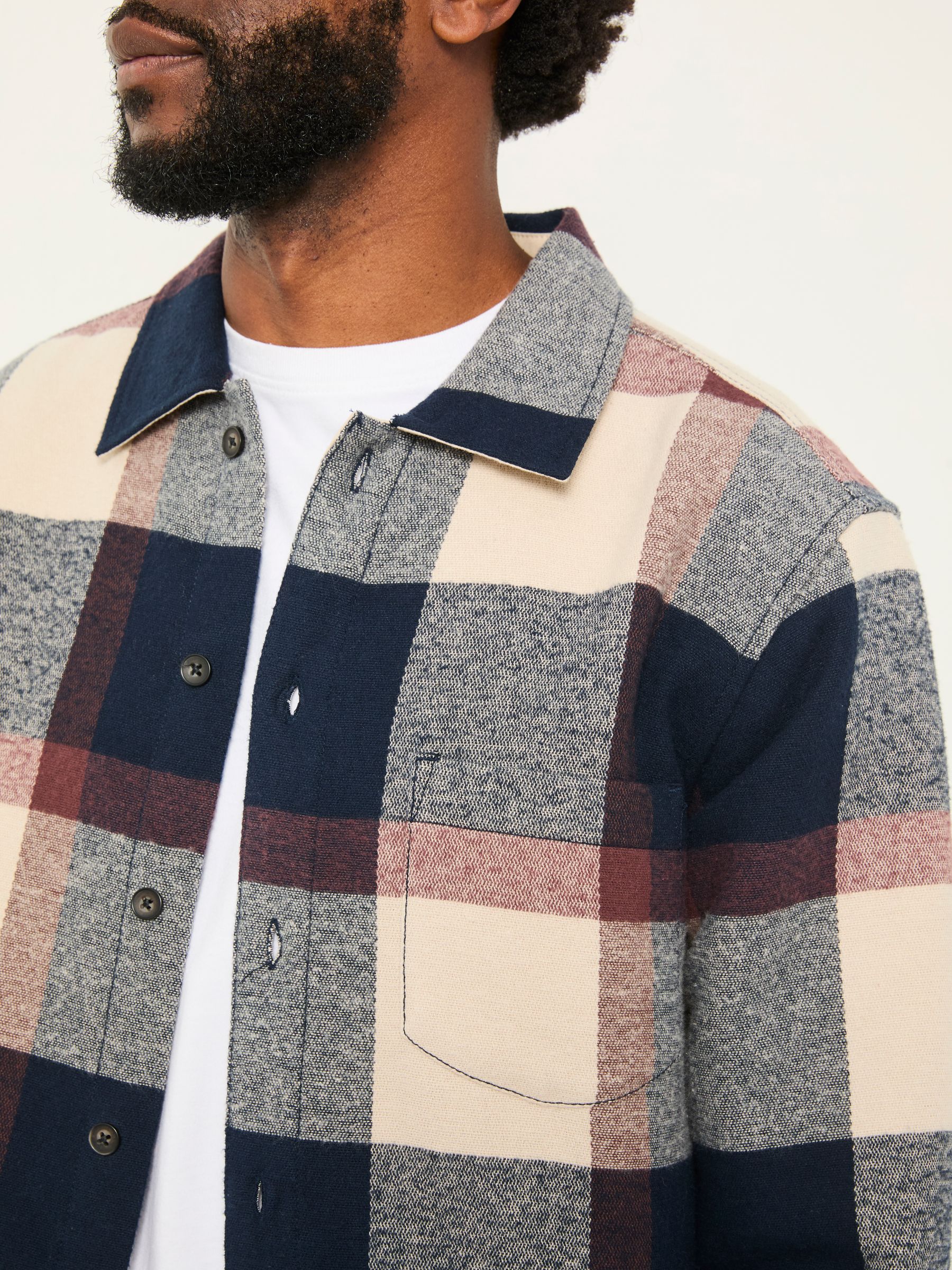 navy Long Sleeve Relaxed Fit Send Check Shirt - Image 5 of 6