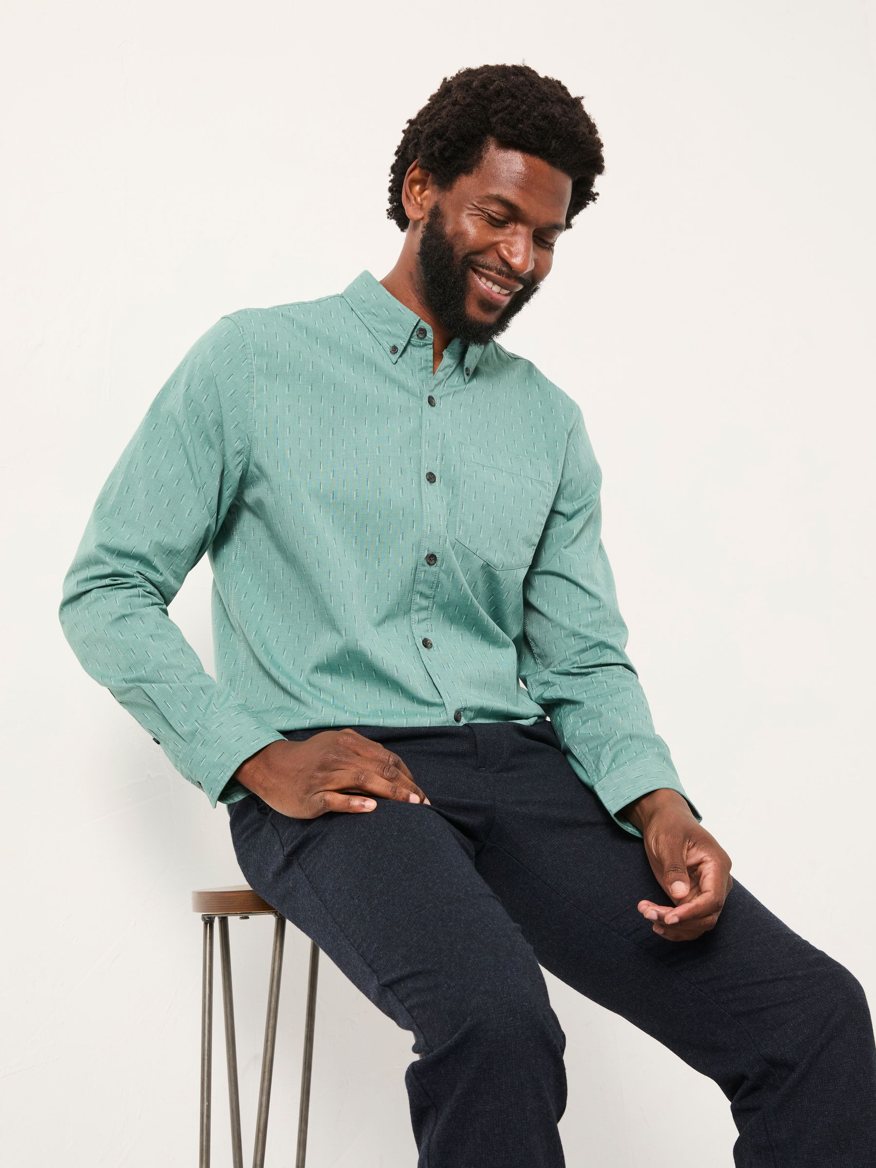 Emerald Green Long Sleeve Dot Print Shirt - Image 4 of 5