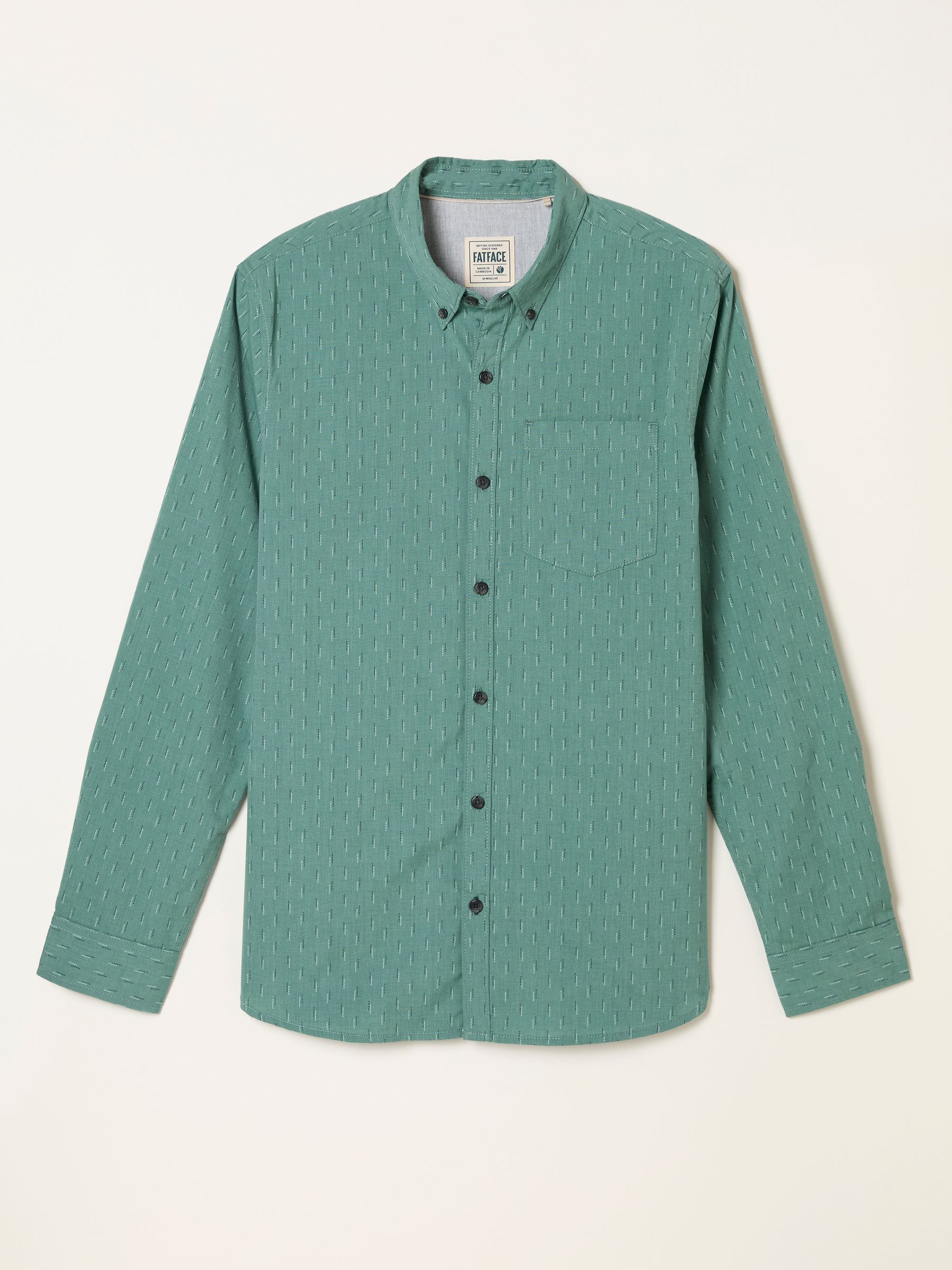 Fat Face - Emerald Green - Emerald Green Long Sleeve Dot Print Shirt